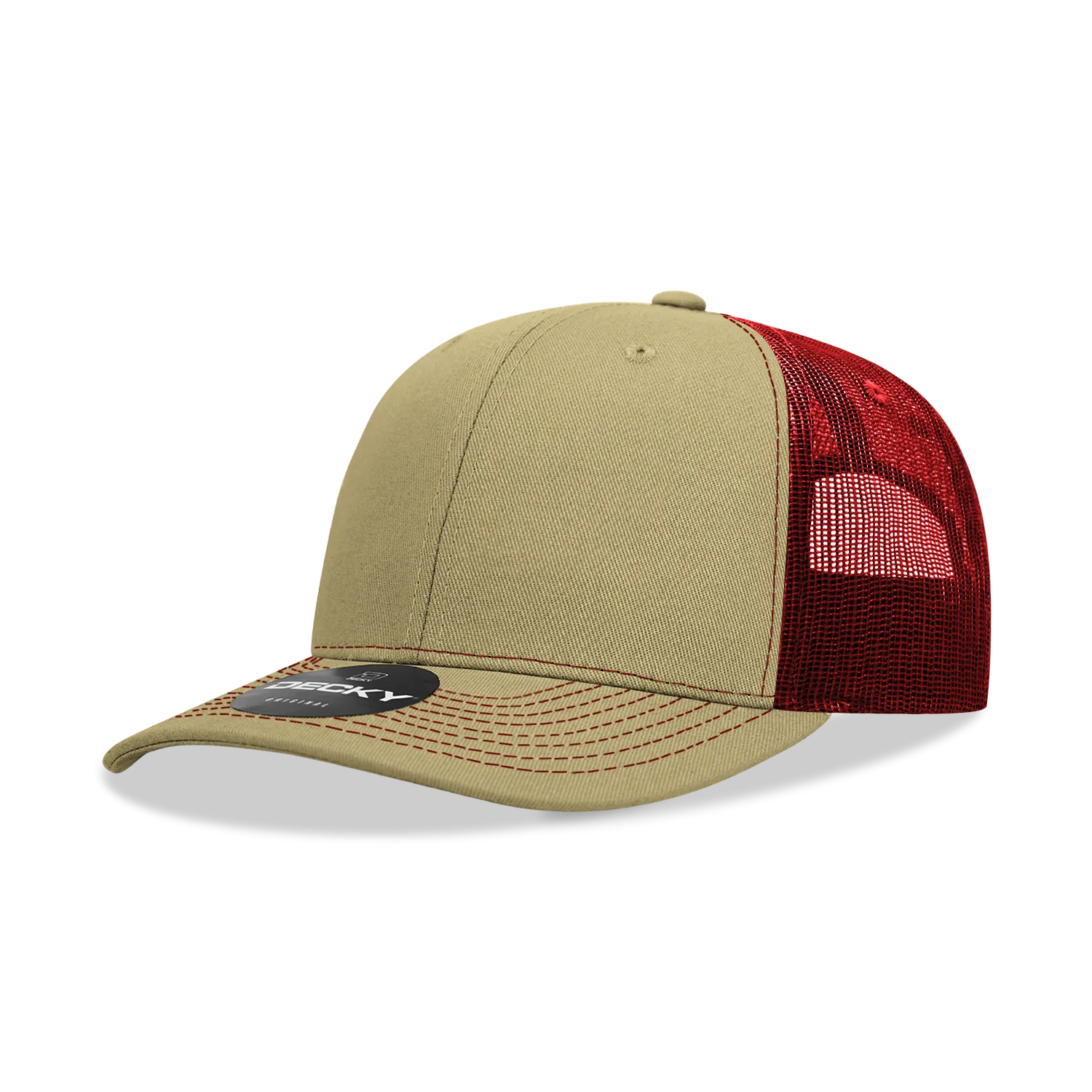 Decky 6031 - 6 Panel Mid Profile Structured Contra-Stitch Trucker Hat - CASE Pricing