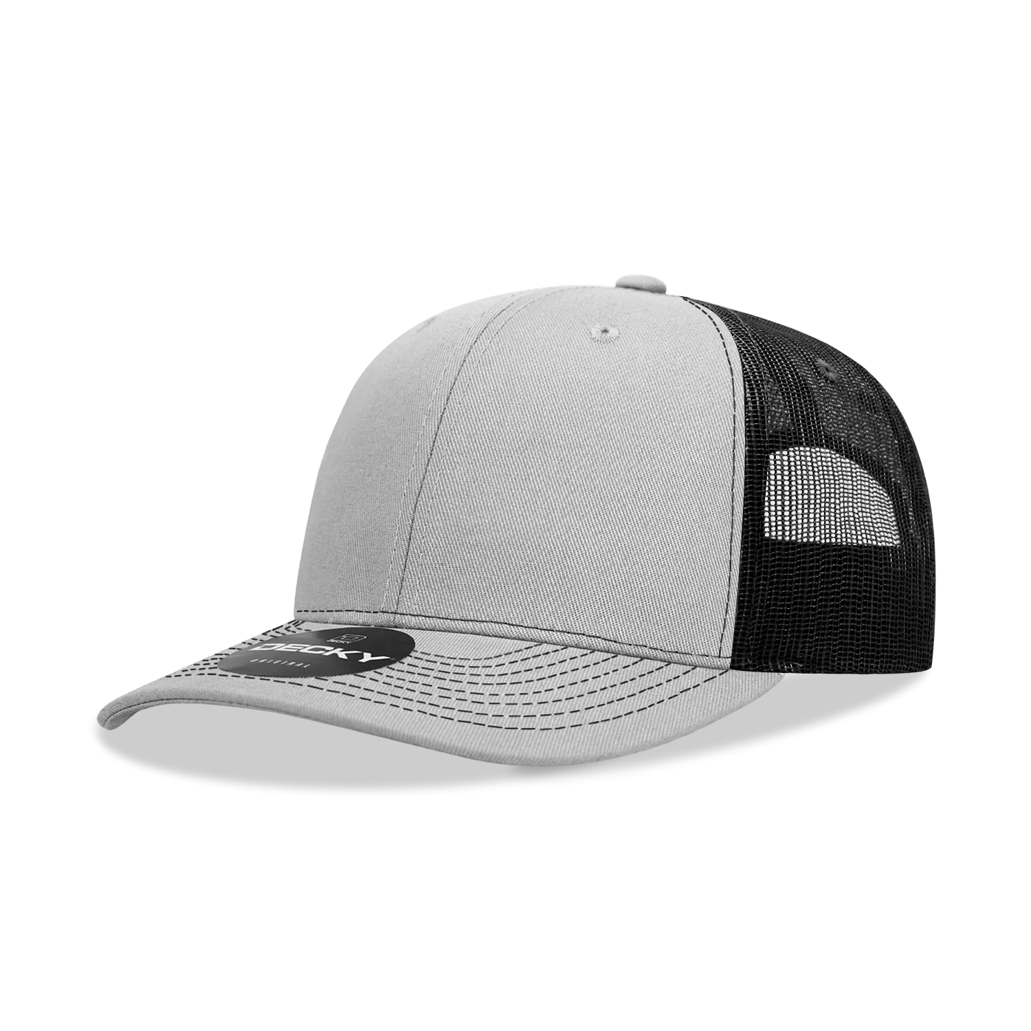 Decky 6031 - 6 Panel Mid Profile Structured Contra-Stitch Trucker Hat - CASE Pricing