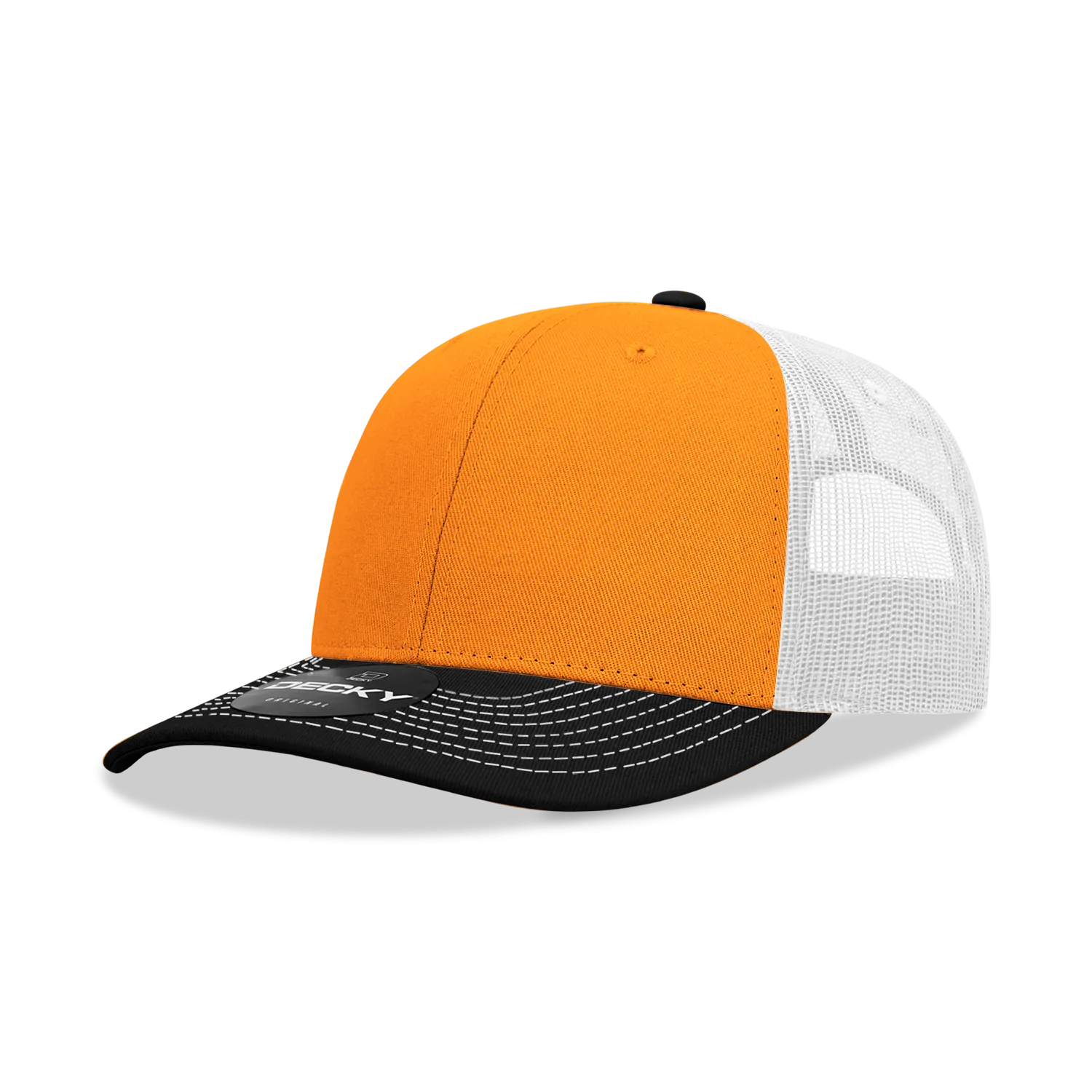 Decky 6031 - 6 Panel Mid Profile Structured Contra-Stitch Trucker Hat - CASE Pricing