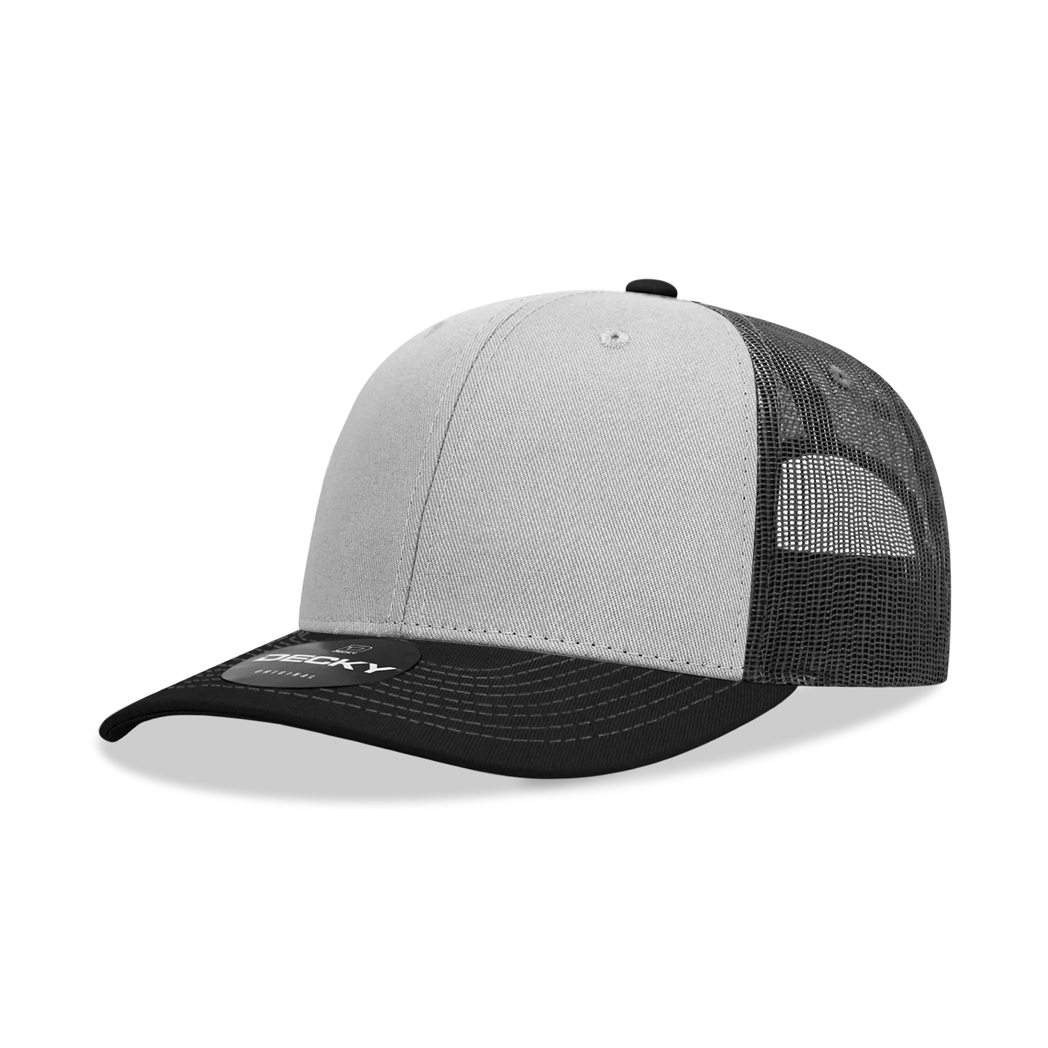 Decky 6031 - 6 Panel Mid Profile Structured Contra-Stitch Trucker Hat - CASE Pricing