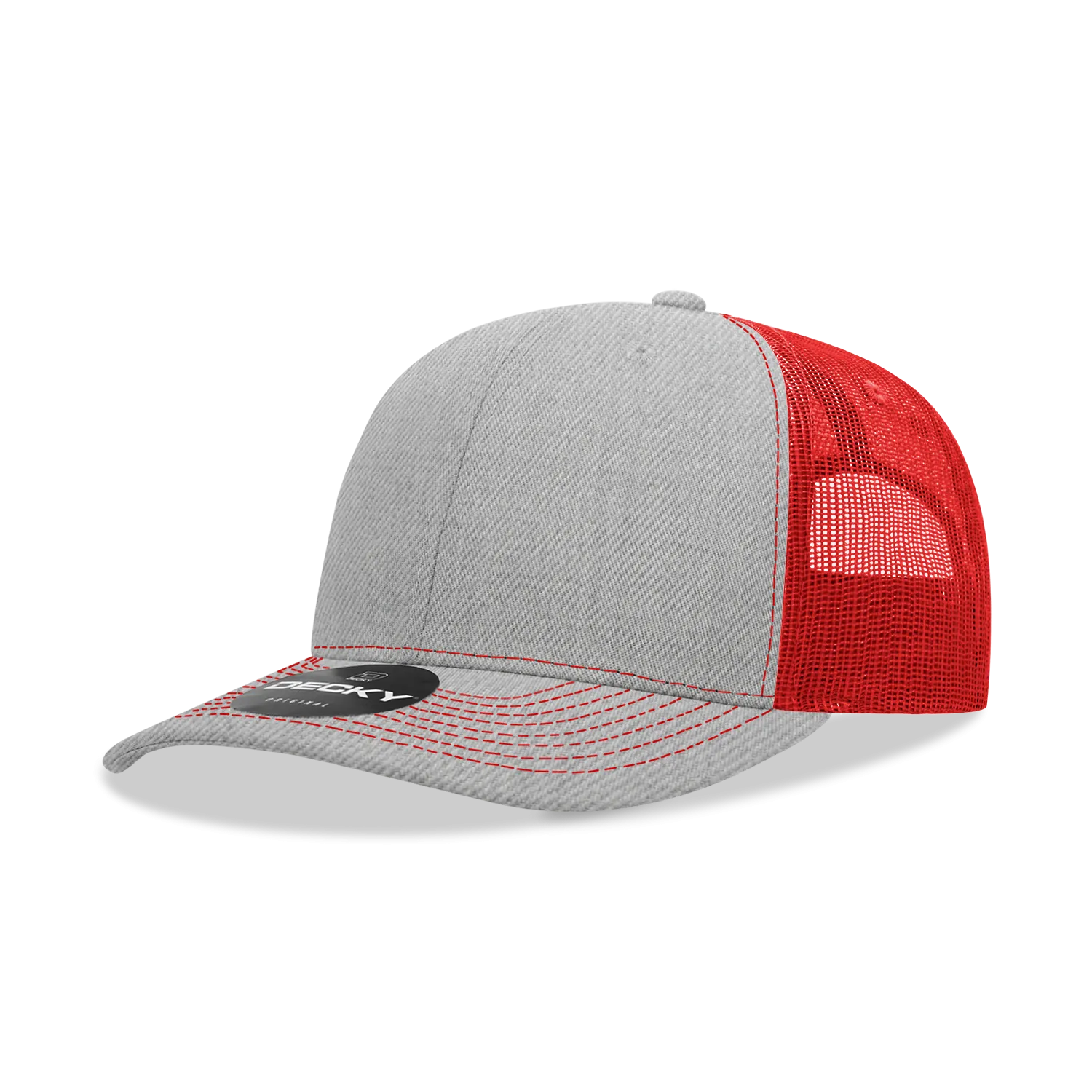 Decky 6031 - 6 Panel Mid Profile Structured Contra-Stitch Trucker Hat - CASE Pricing