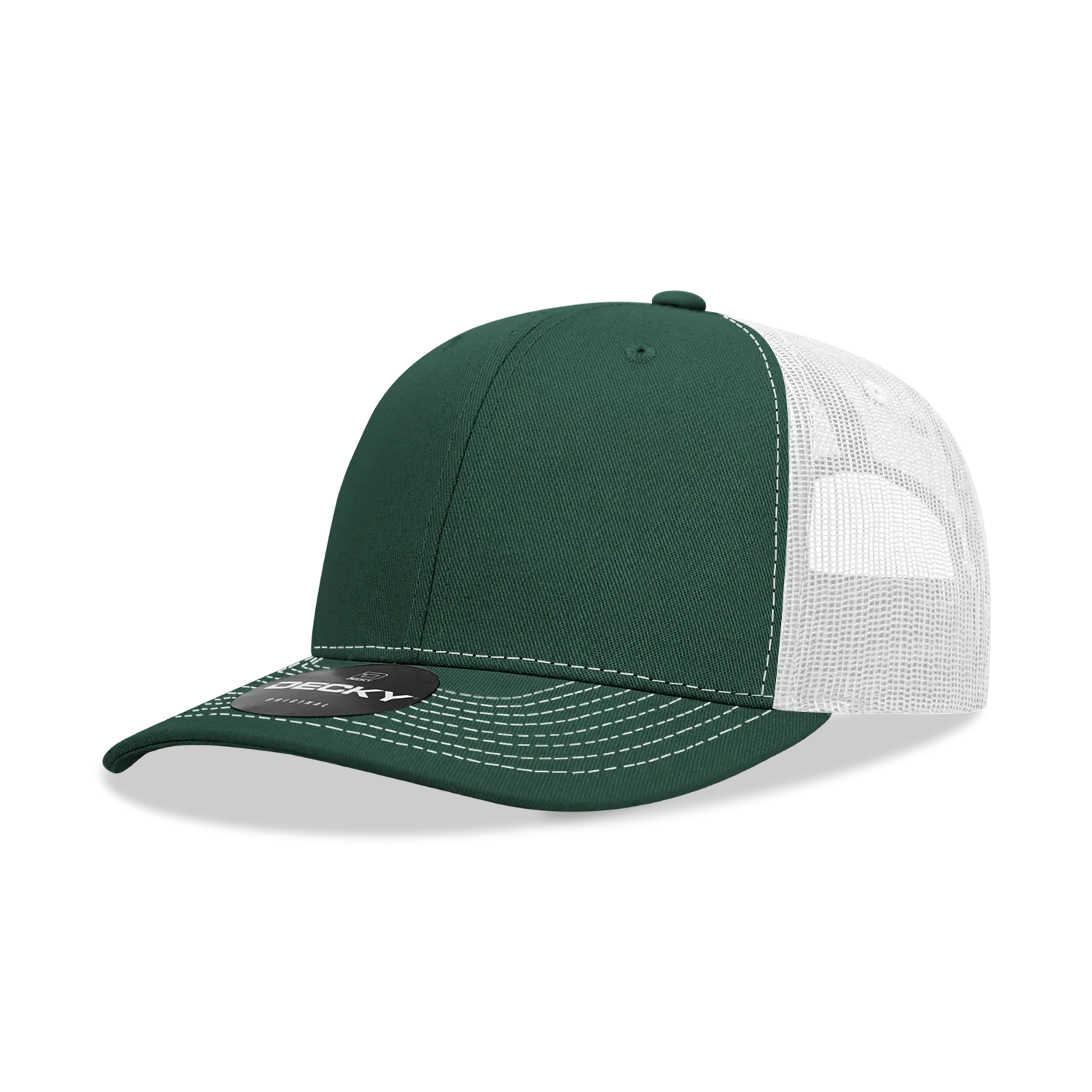 Decky 6031 - 6 Panel Mid Profile Structured Contra-Stitch Trucker Hat - CASE Pricing