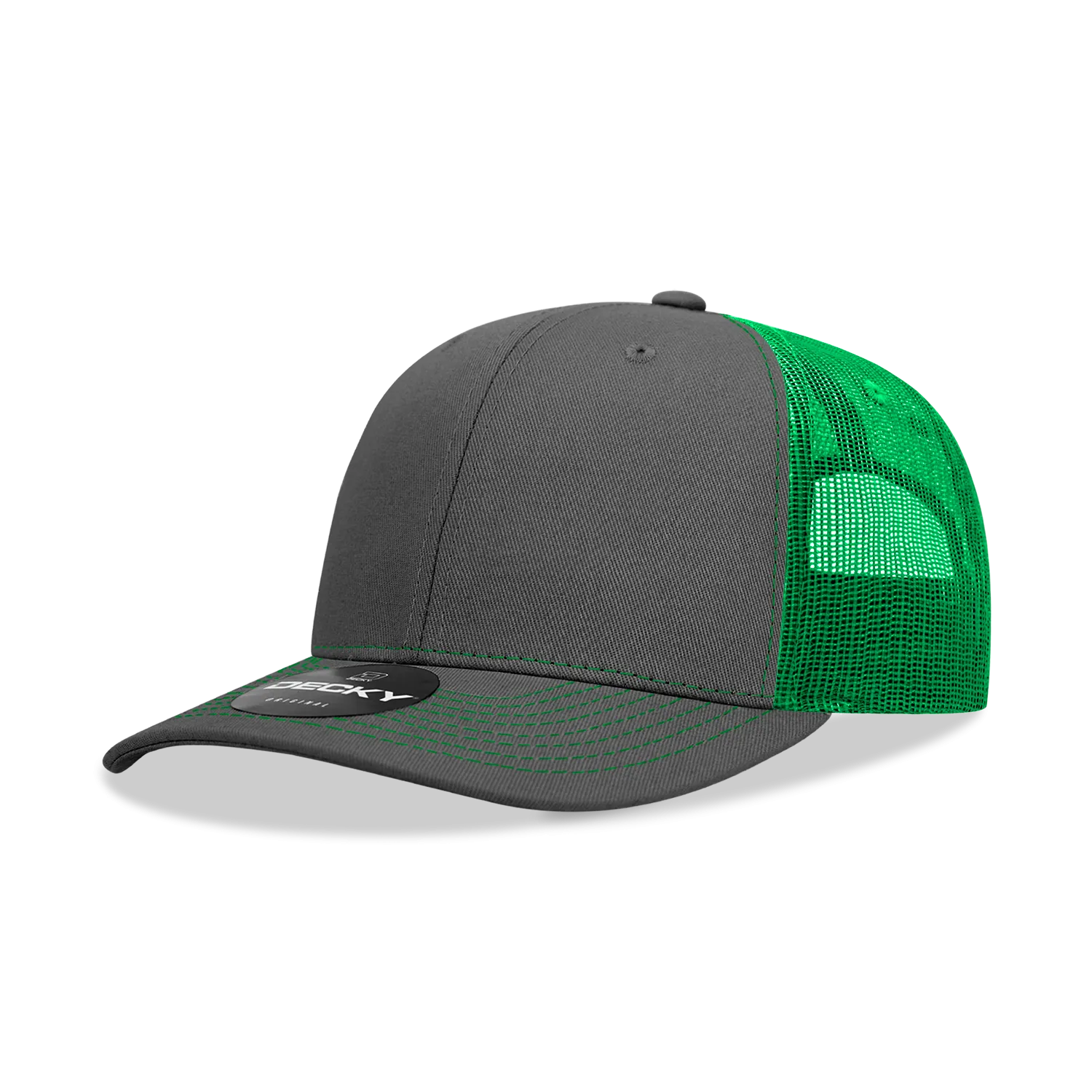 Decky 6031 - 6 Panel Mid Profile Structured Contra-Stitch Trucker Hat - CASE Pricing