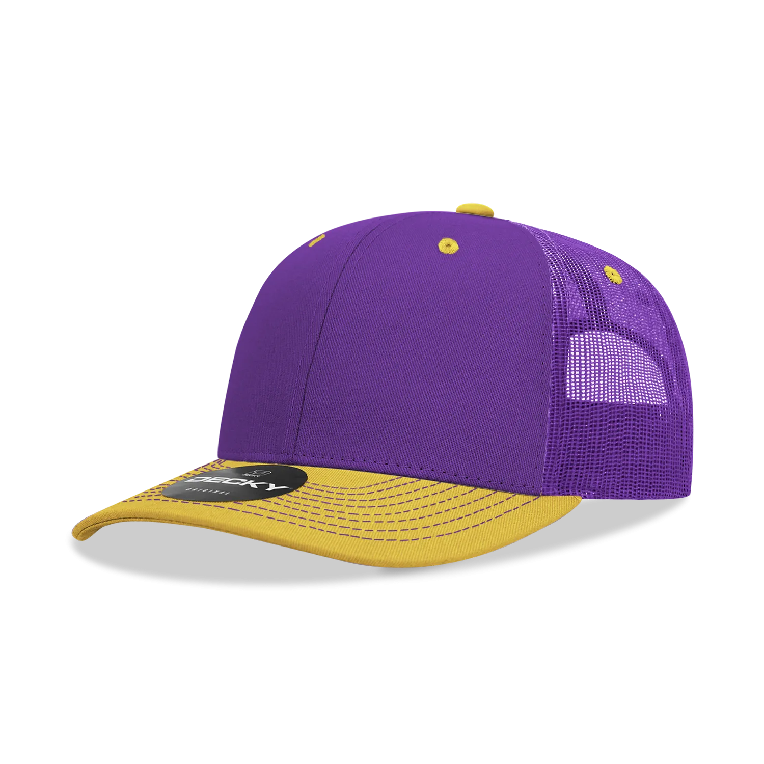 Decky 6031 - 6 Panel Mid Profile Structured Contra-Stitch Trucker Hat - CASE Pricing