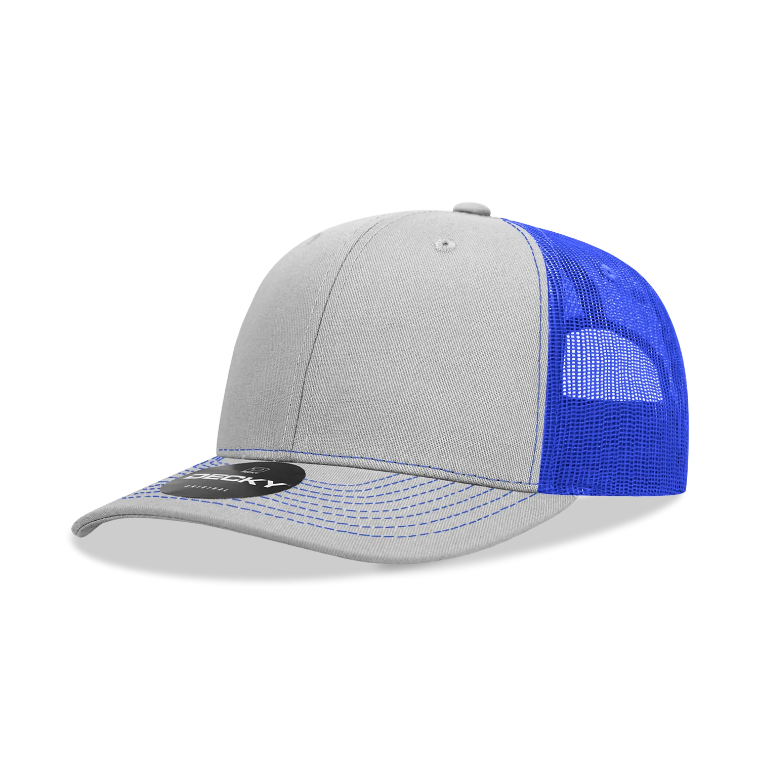 Decky 6031 - 6 Panel Mid Profile Structured Contra-Stitch Trucker Hat - CASE Pricing