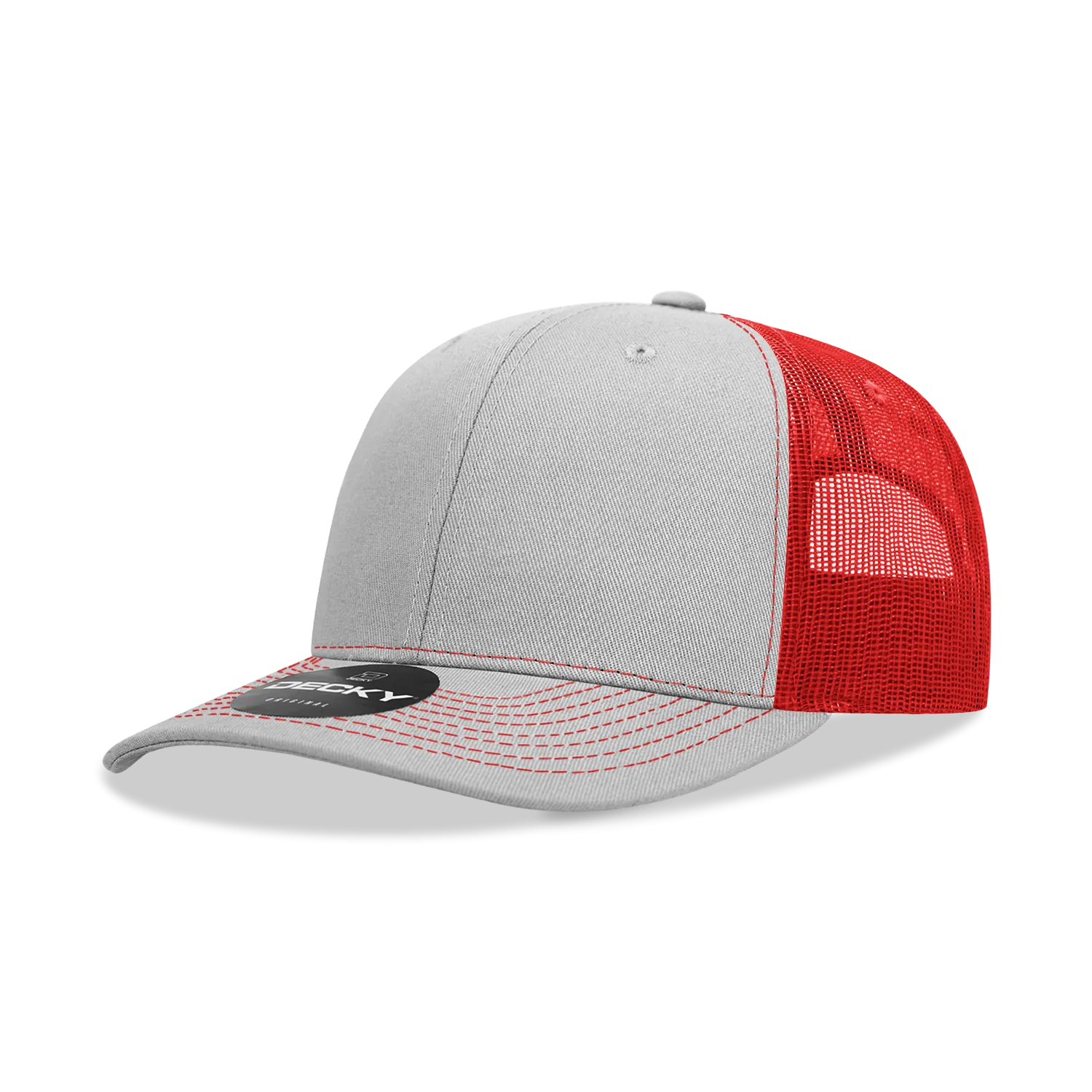 Decky 6031 - 6 Panel Mid Profile Structured Contra-Stitch Trucker Hat - CASE Pricing