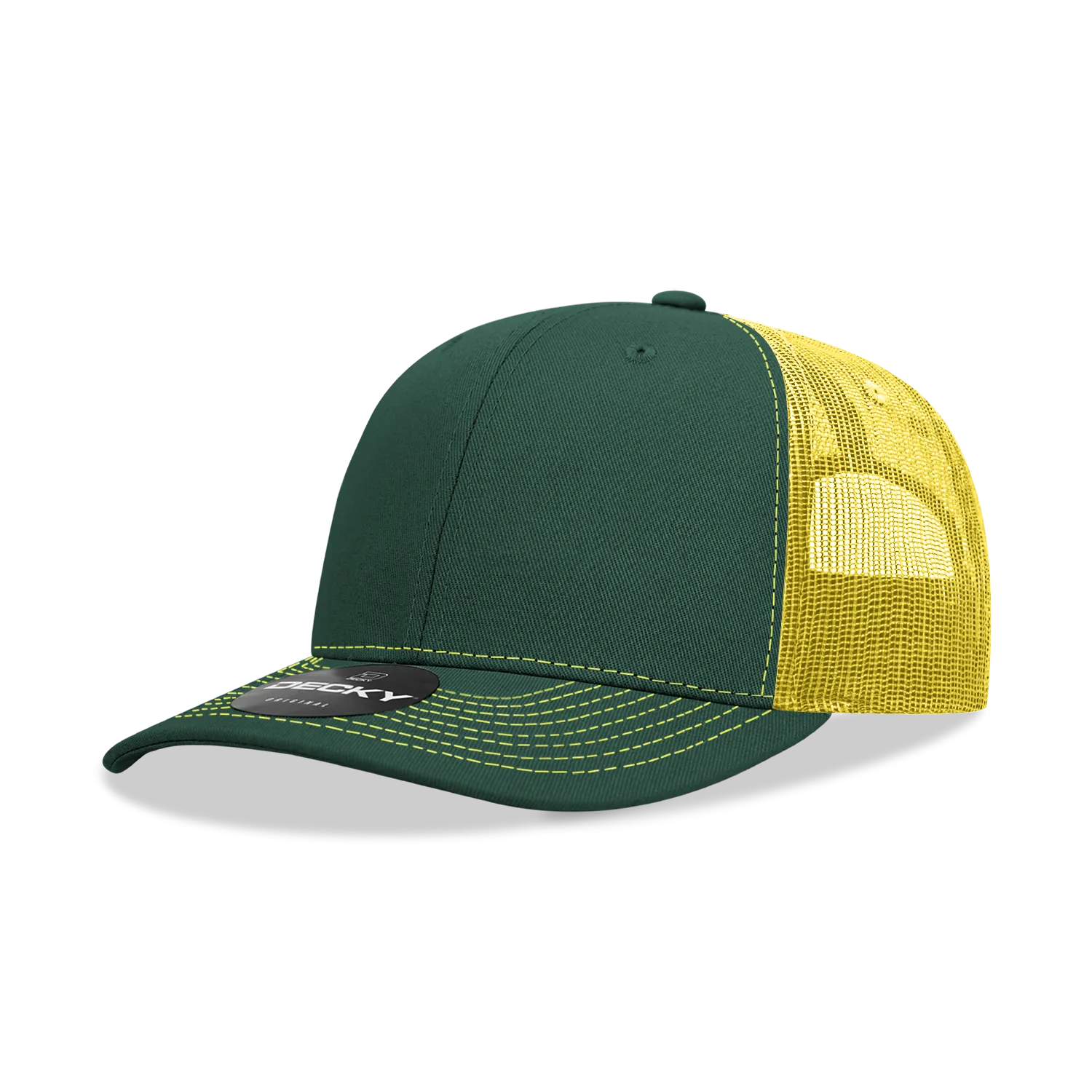 Decky 6031 - 6 Panel Mid Profile Structured Contra-Stitch Trucker Hat - CASE Pricing