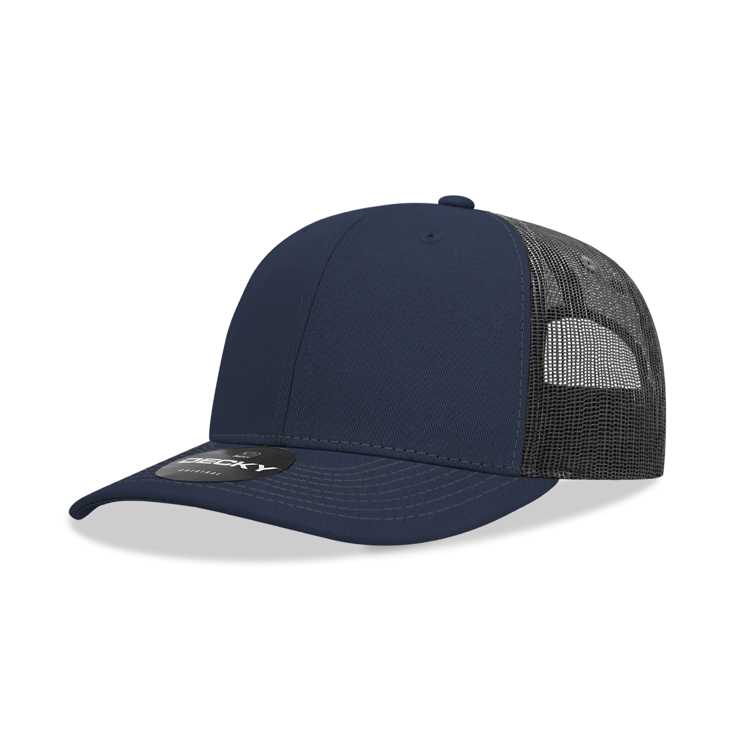 Decky 6031 - 6 Panel Mid Profile Structured Contra-Stitch Trucker Hat - CASE Pricing