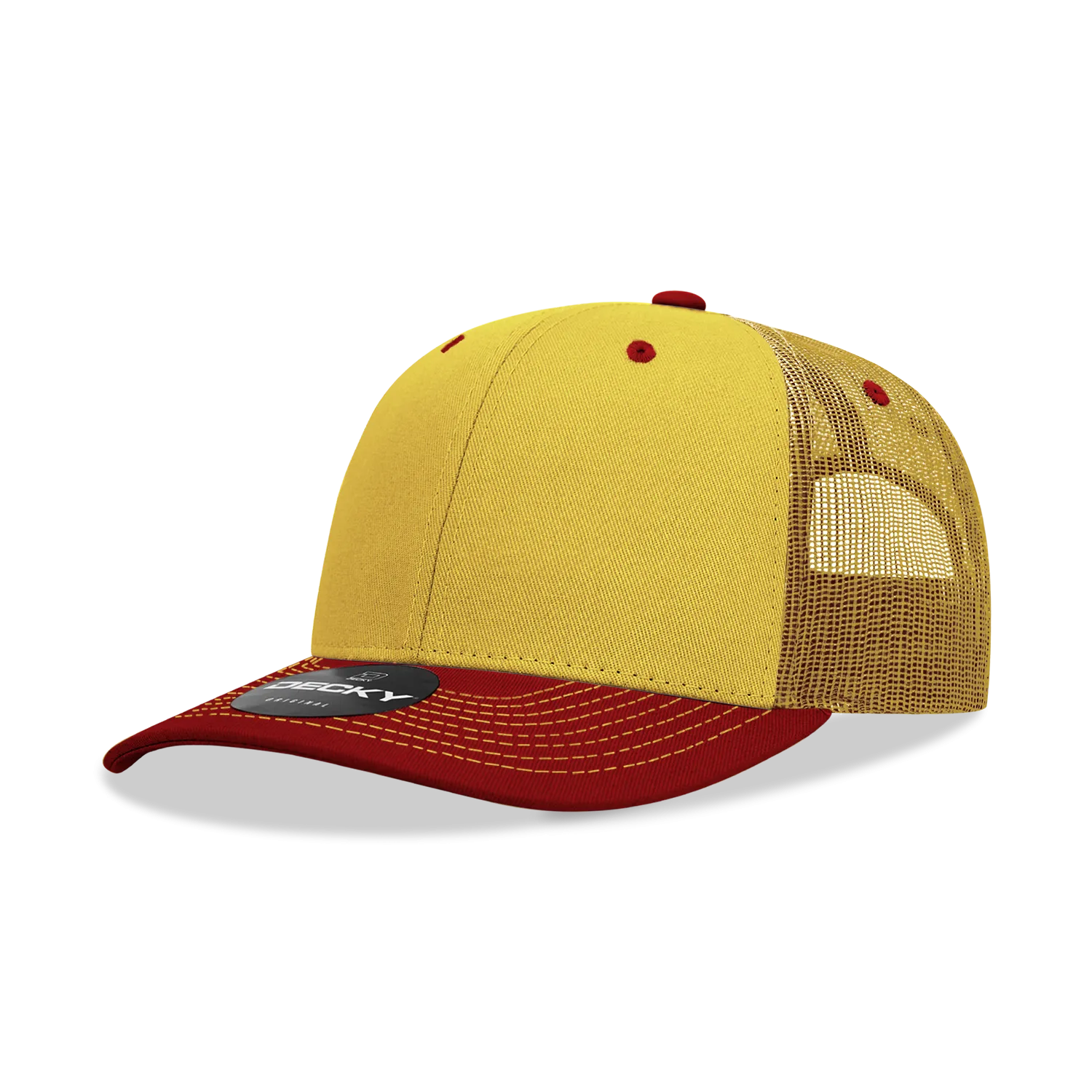 Decky 6031 - 6 Panel Mid Profile Structured Contra-Stitch Trucker Hat - CASE Pricing