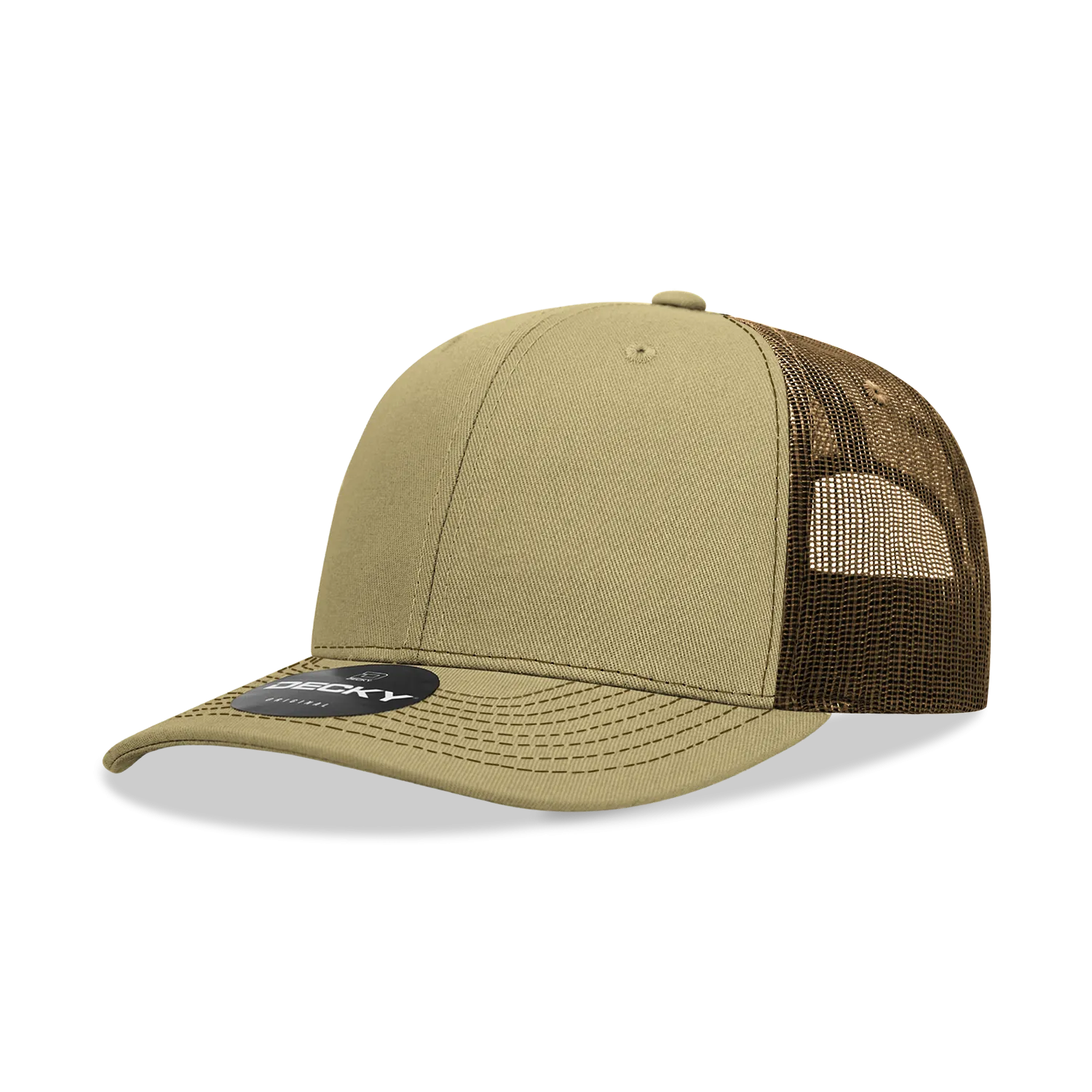 Decky 6031 - 6 Panel Mid Profile Structured Contra-Stitch Trucker Hat - CASE Pricing