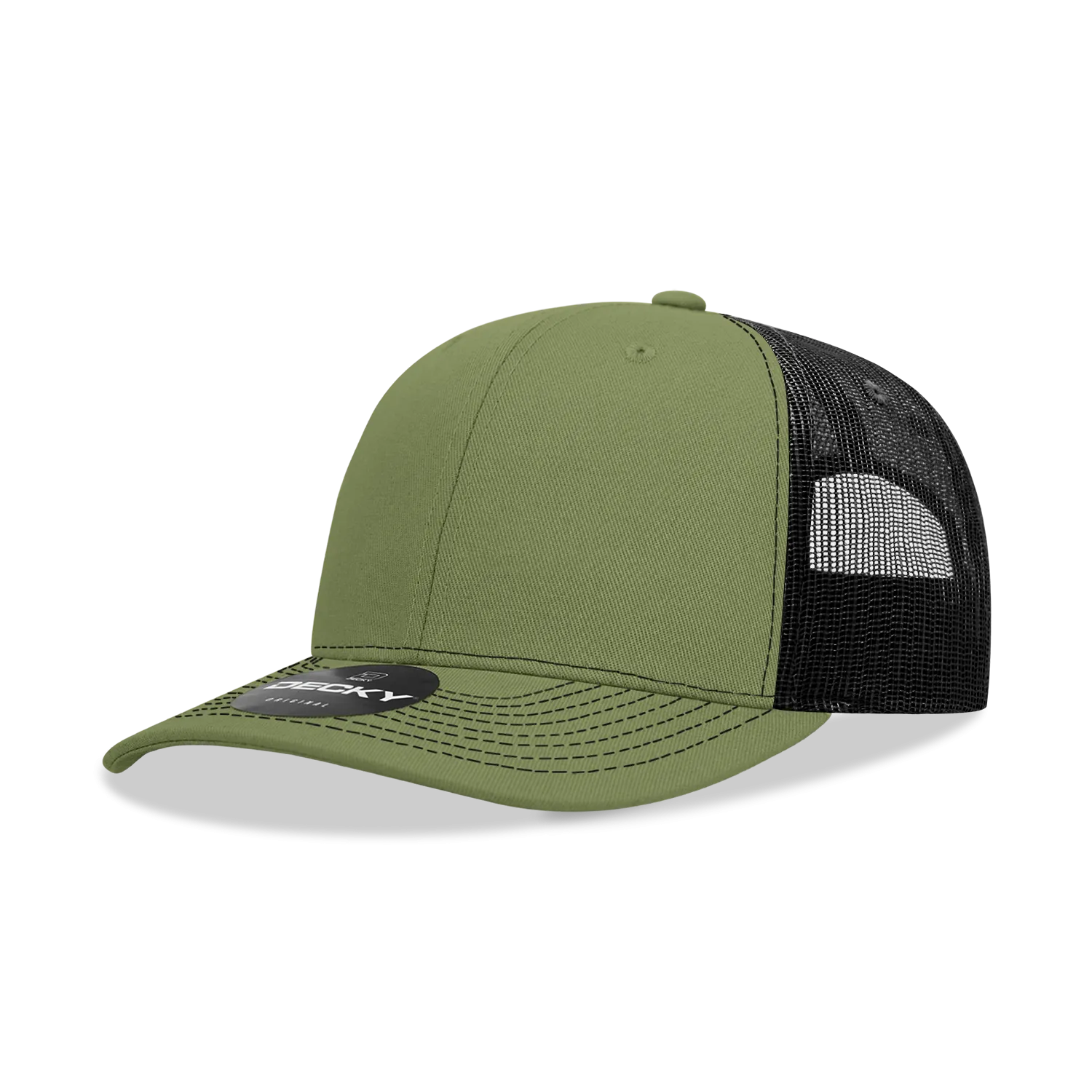 Decky 6031 - 6 Panel Mid Profile Structured Contra-Stitch Trucker Hat - CASE Pricing