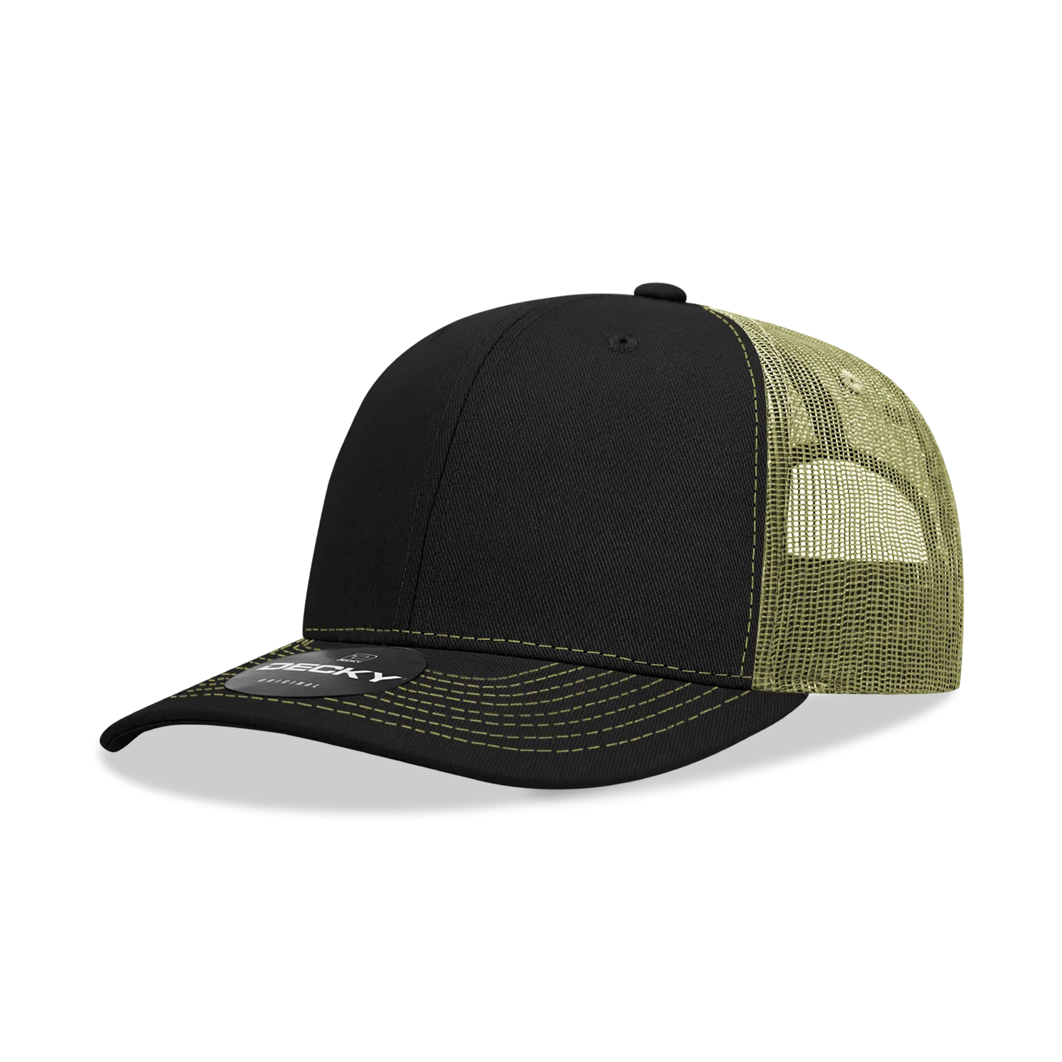 Decky 6031 - 6 Panel Mid Profile Structured Contra-Stitch Trucker Hat - CASE Pricing