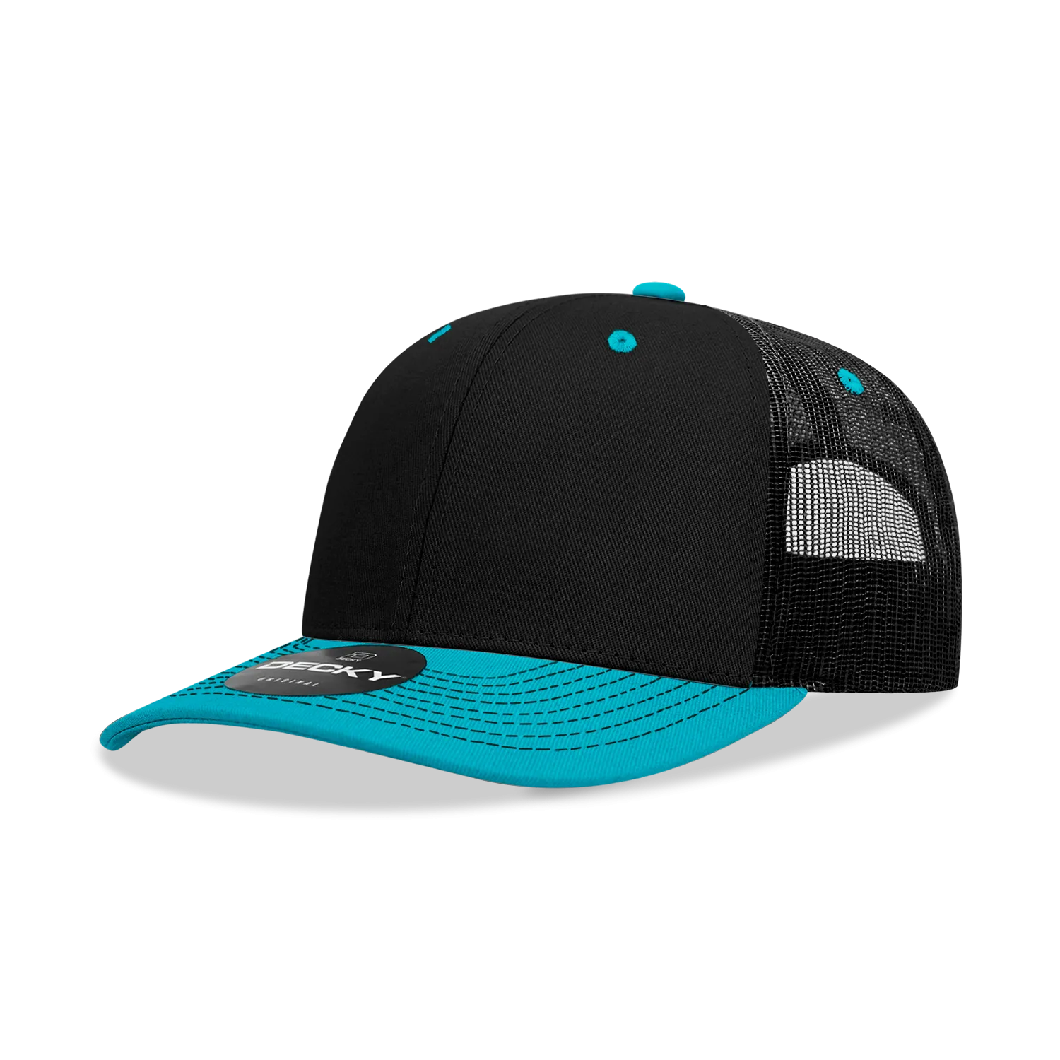 Decky 6031 - 6 Panel Mid Profile Structured Contra-Stitch Trucker Hat - CASE Pricing