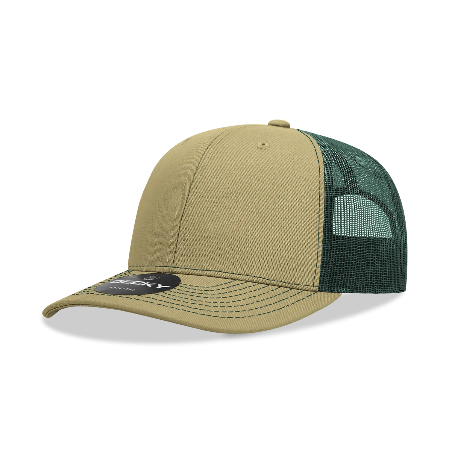 Decky 6031 - 6 Panel Mid Profile Structured Contra-Stitch Trucker Hat - CASE Pricing