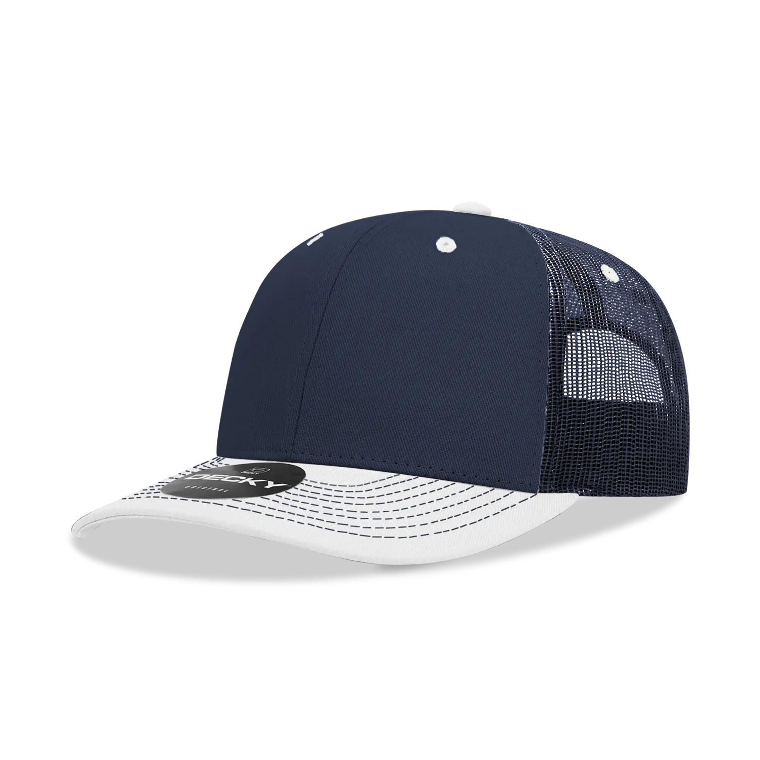 Decky 6031 - 6 Panel Mid Profile Structured Contra-Stitch Trucker Hat - CASE Pricing