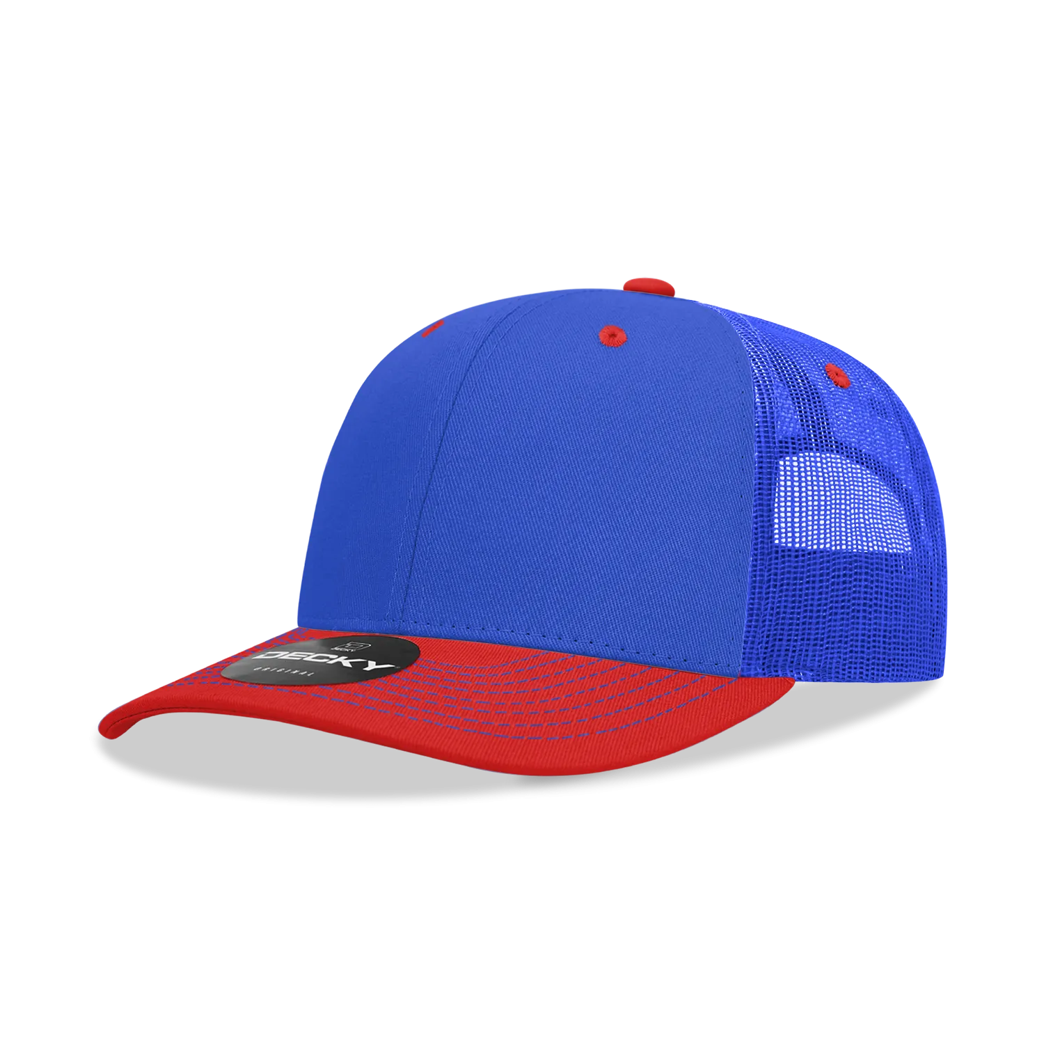Decky 6031 - 6 Panel Mid Profile Structured Contra-Stitch Trucker Hat - CASE Pricing