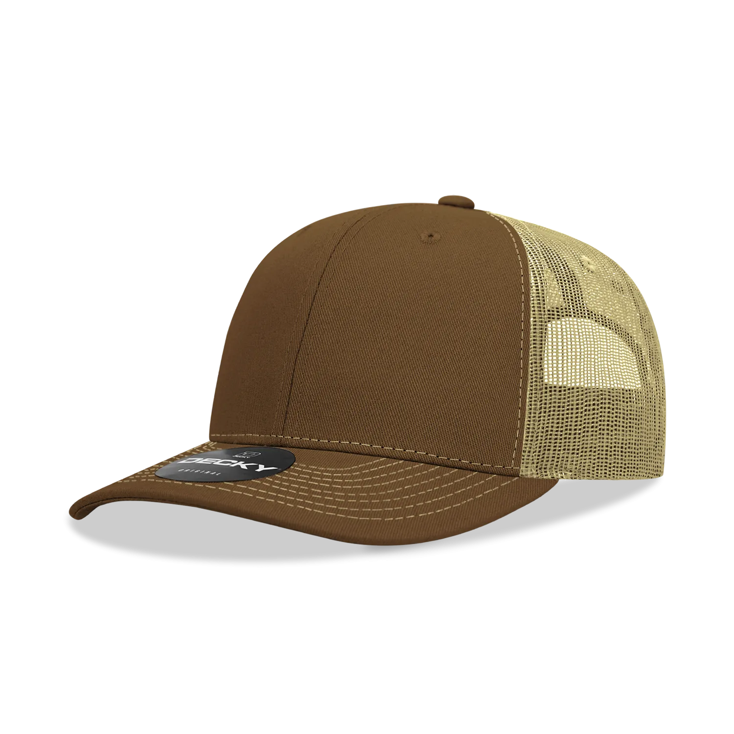 Decky 6031 - 6 Panel Mid Profile Structured Contra-Stitch Trucker Hat - CASE Pricing