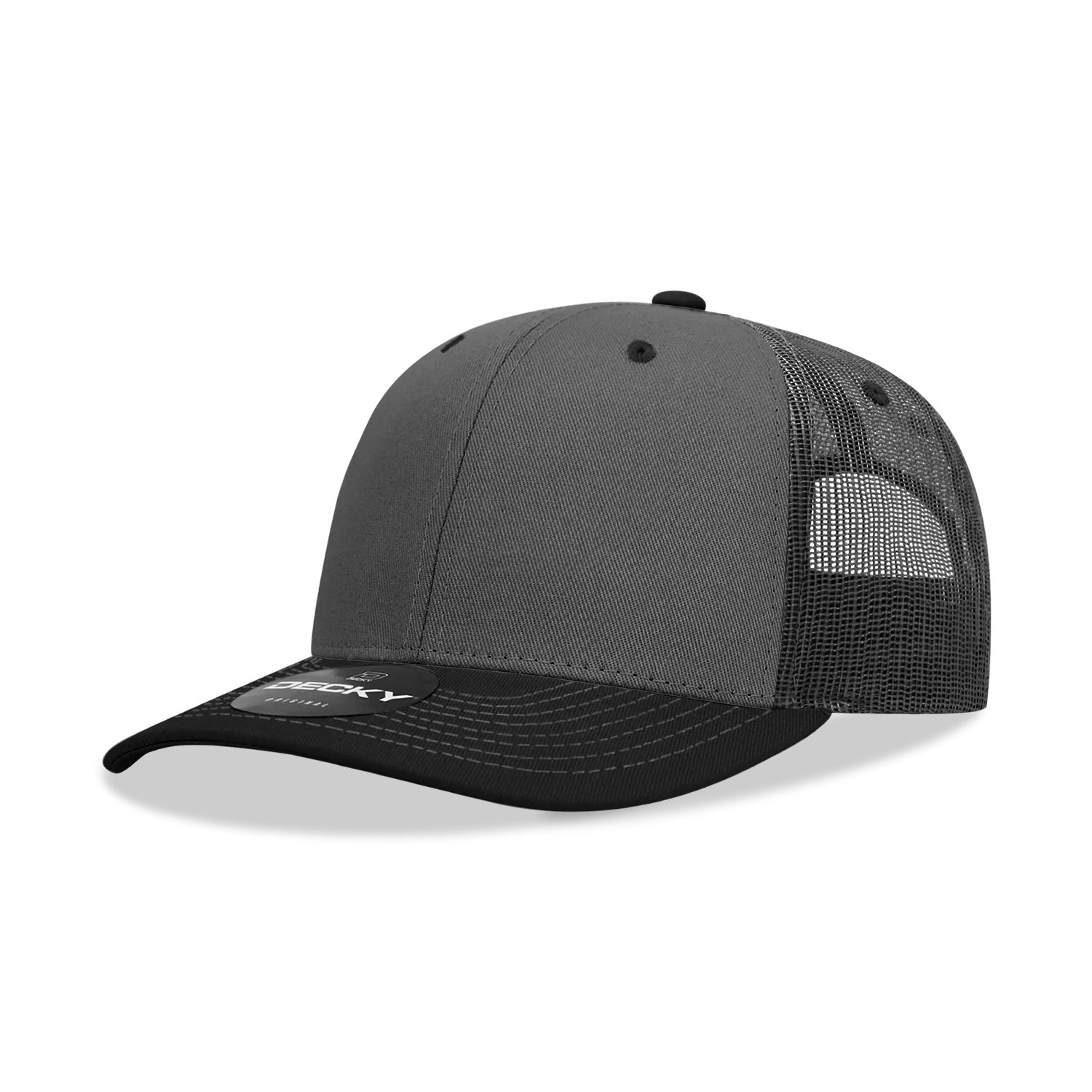 Decky 6031 - 6 Panel Mid Profile Structured Contra-Stitch Trucker Hat - CASE Pricing