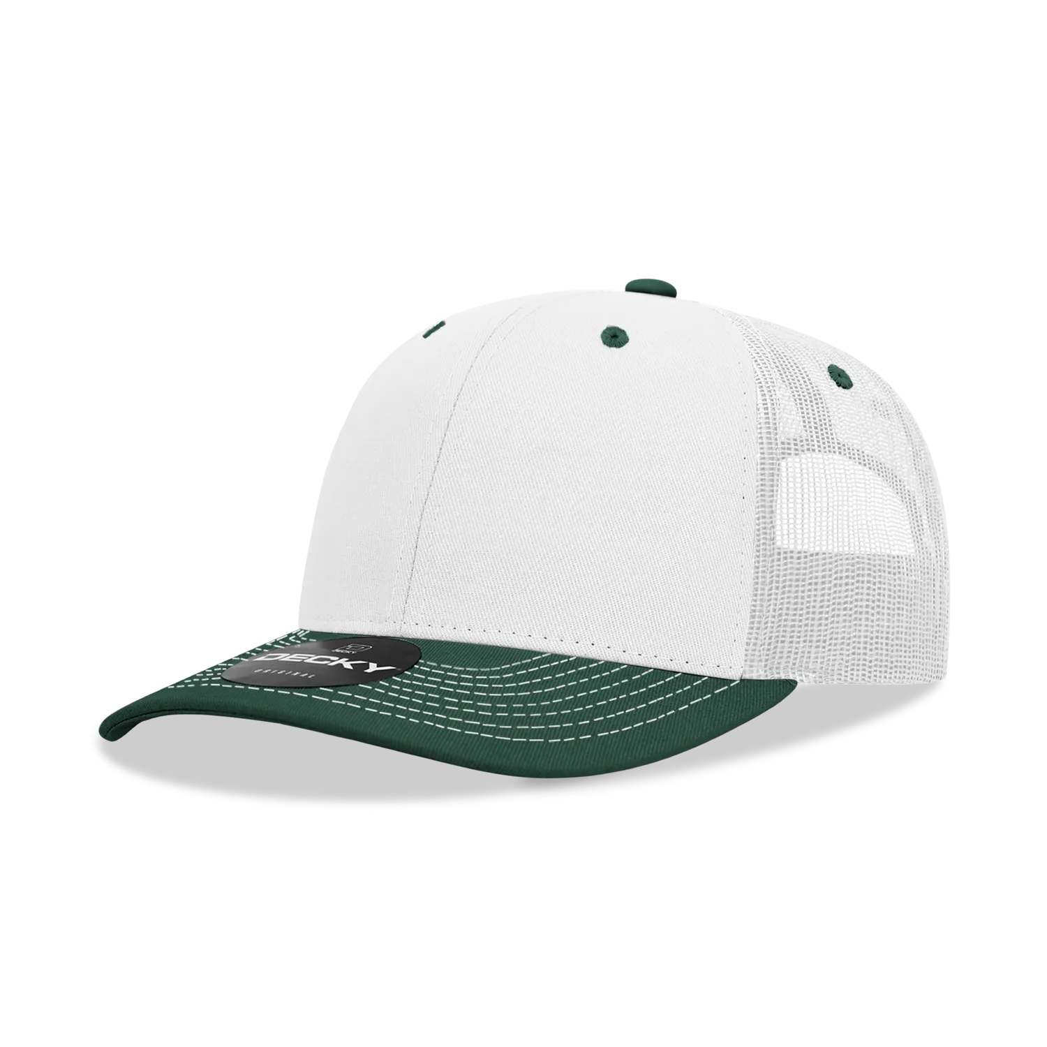 Decky 6031 - 6 Panel Mid Profile Structured Contra-Stitch Trucker Hat - CASE Pricing