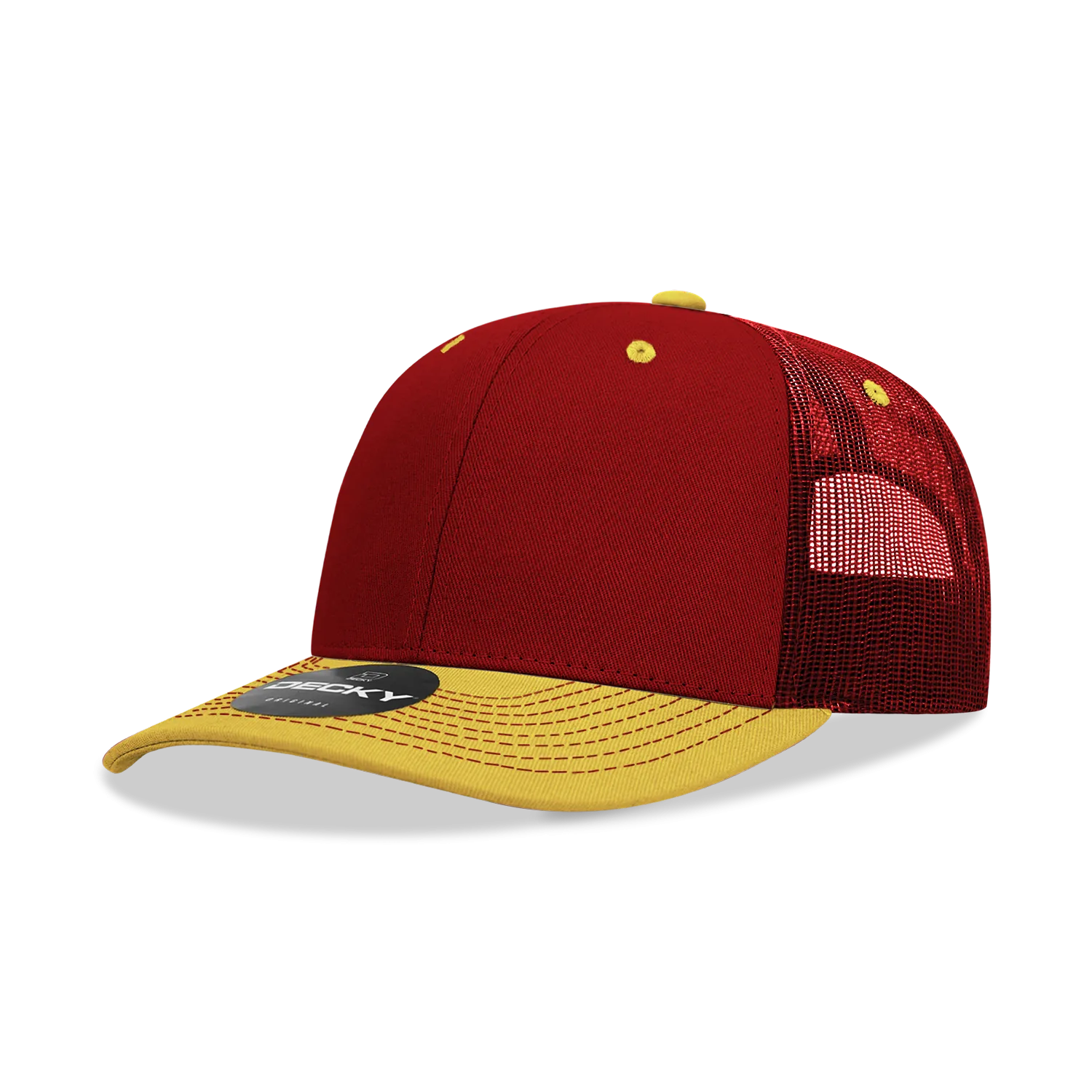Decky 6031 - 6 Panel Mid Profile Structured Contra-Stitch Trucker Hat - CASE Pricing