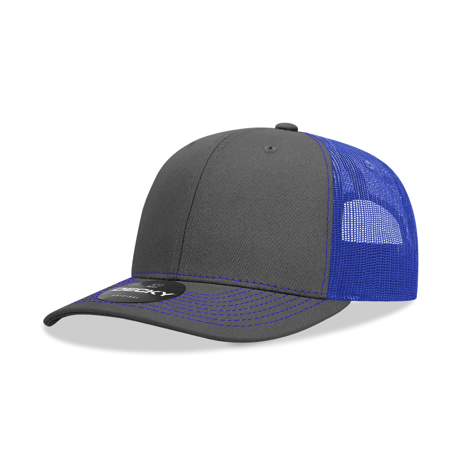 Decky 6031 - 6 Panel Mid Profile Structured Contra-Stitch Trucker Hat - CASE Pricing