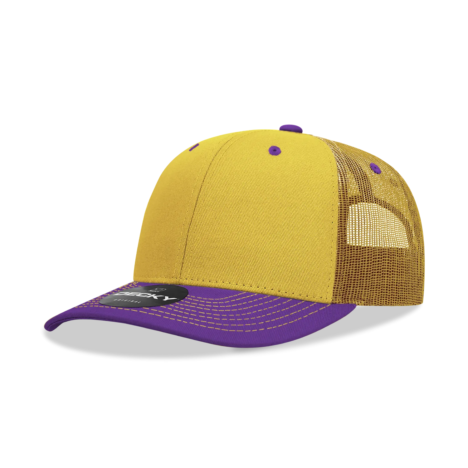 Decky 6031 - 6 Panel Mid Profile Structured Contra-Stitch Trucker Hat - CASE Pricing
