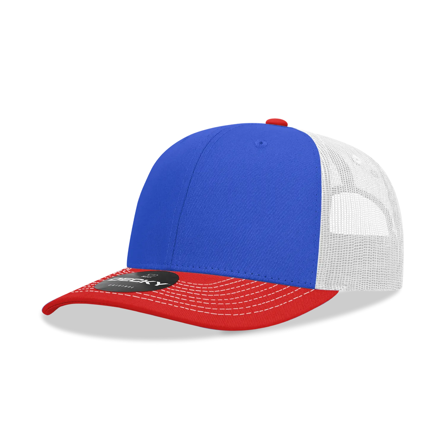 Decky 6031 - 6 Panel Mid Profile Structured Contra-Stitch Trucker Hat - CASE Pricing