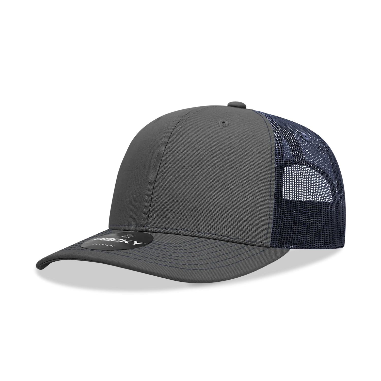 Decky 6031 - 6 Panel Mid Profile Structured Contra-Stitch Trucker Hat - CASE Pricing