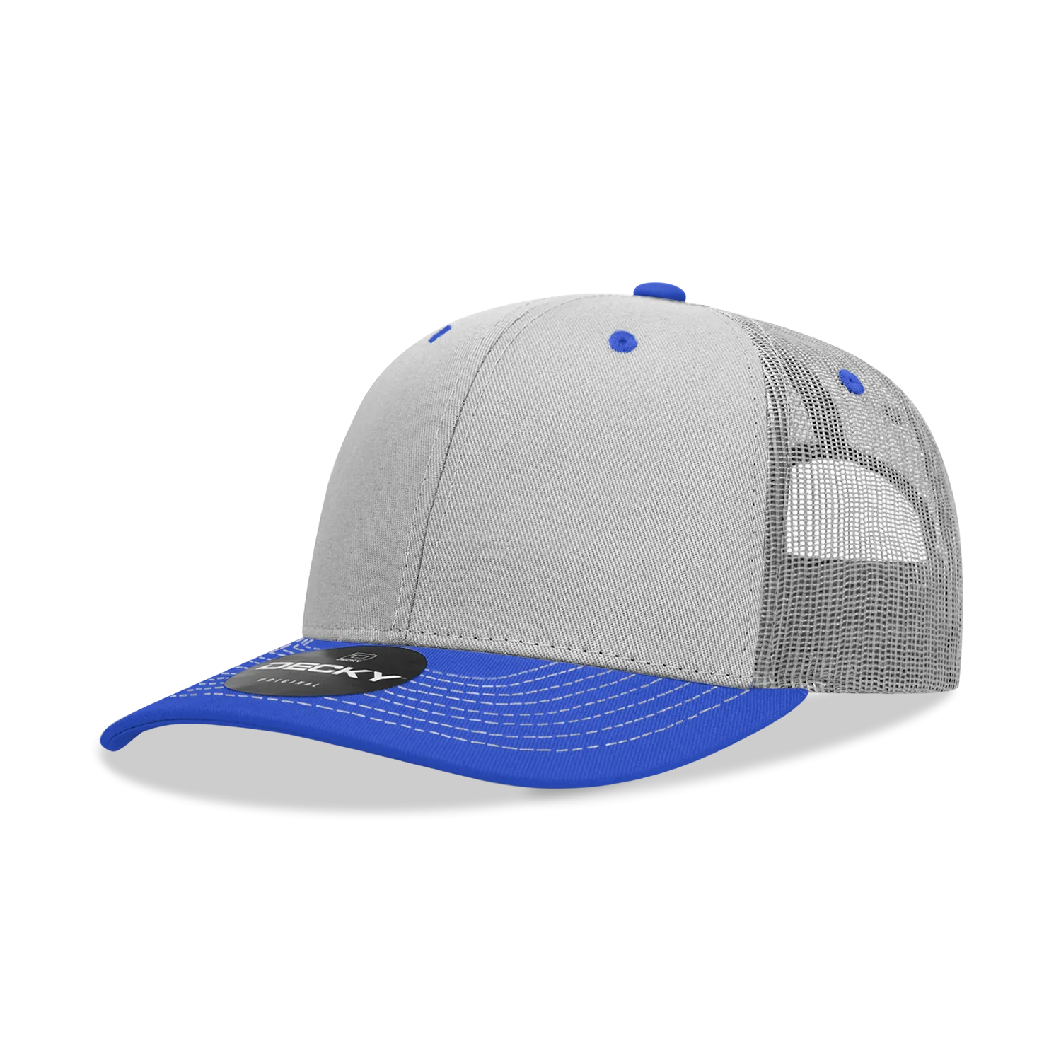 Decky 6031 - 6 Panel Mid Profile Structured Contra-Stitch Trucker Hat - CASE Pricing