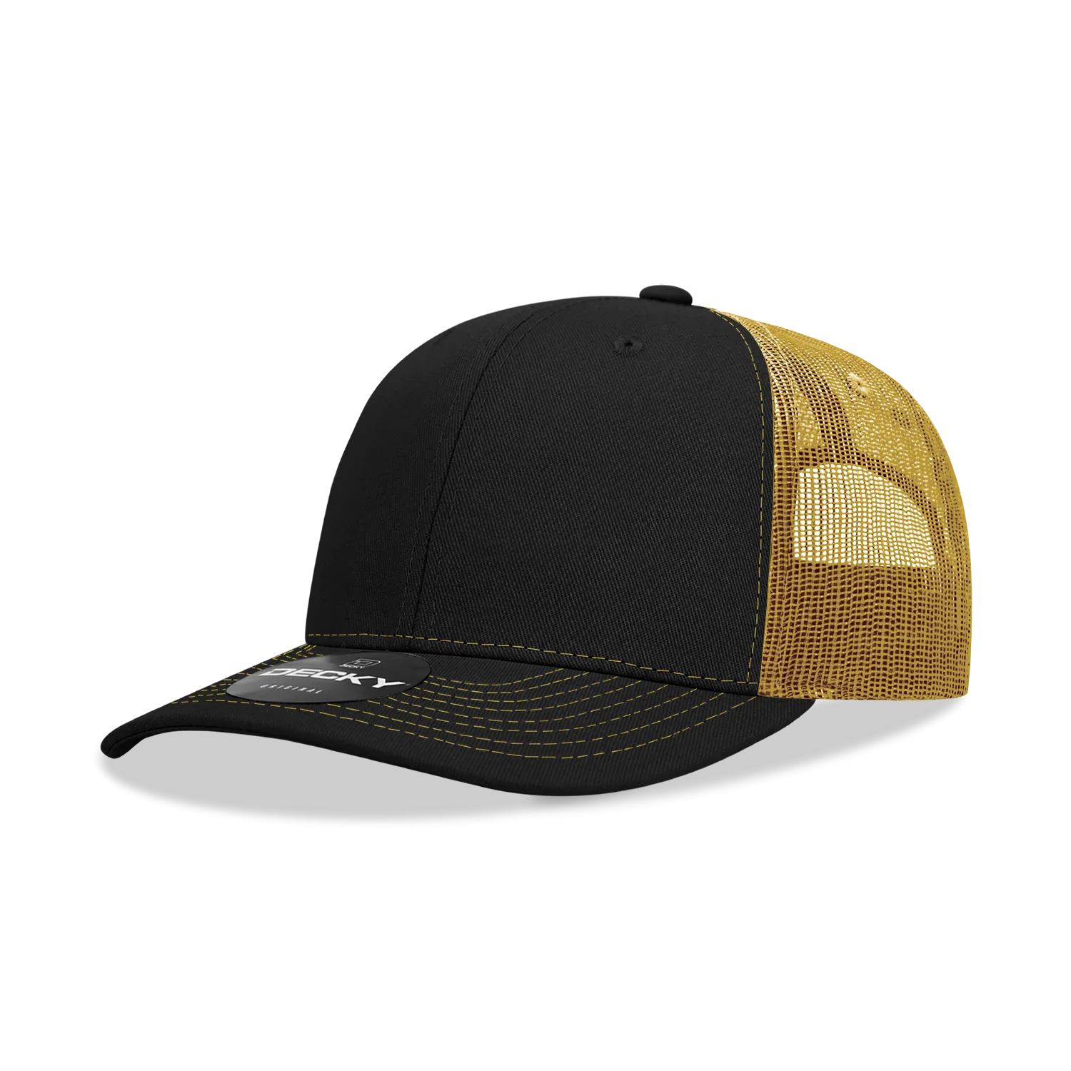 Decky 6031 - 6 Panel Mid Profile Structured Contra-Stitch Trucker Hat - CASE Pricing