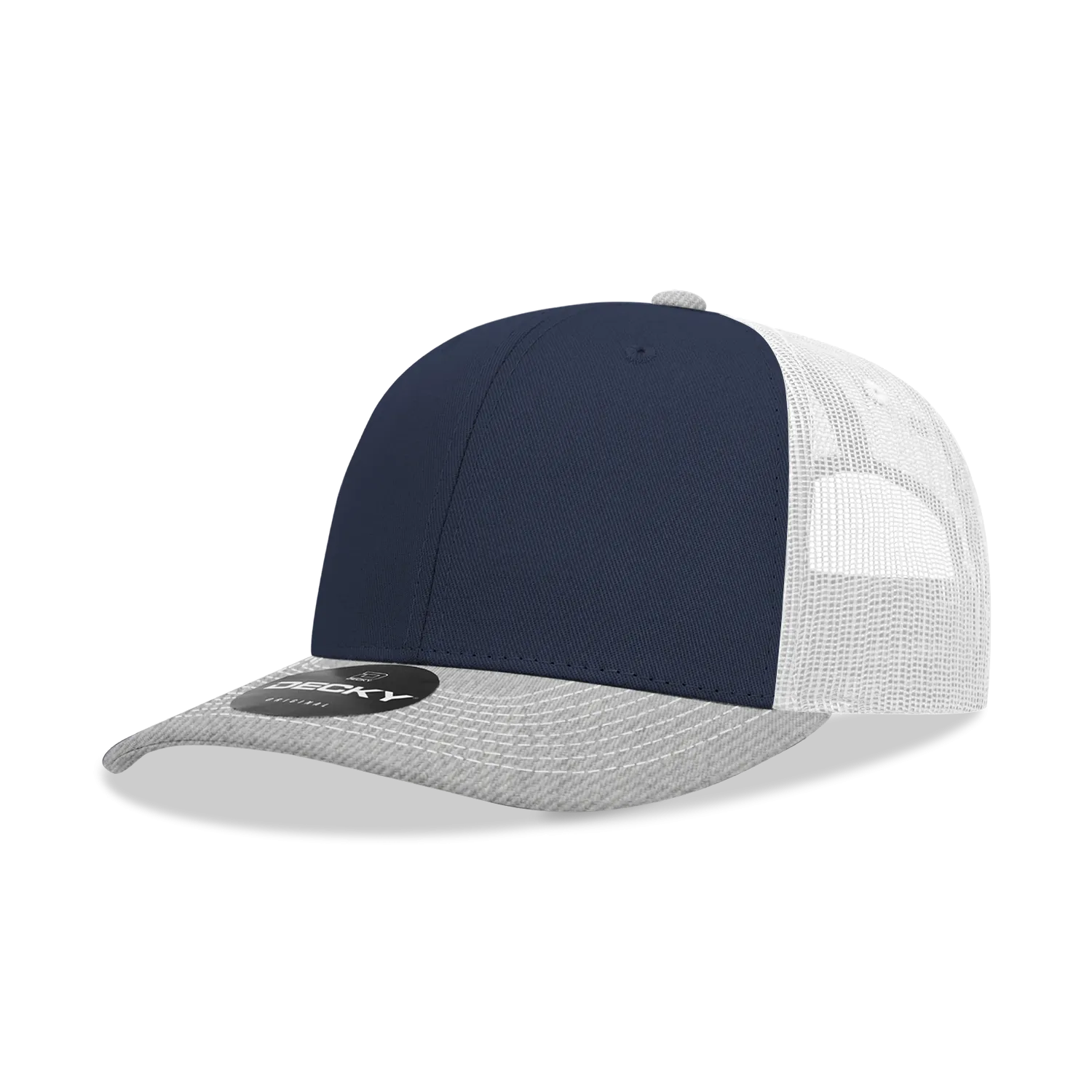 Decky 6031 - 6 Panel Mid Profile Structured Contra-Stitch Trucker Hat - CASE Pricing