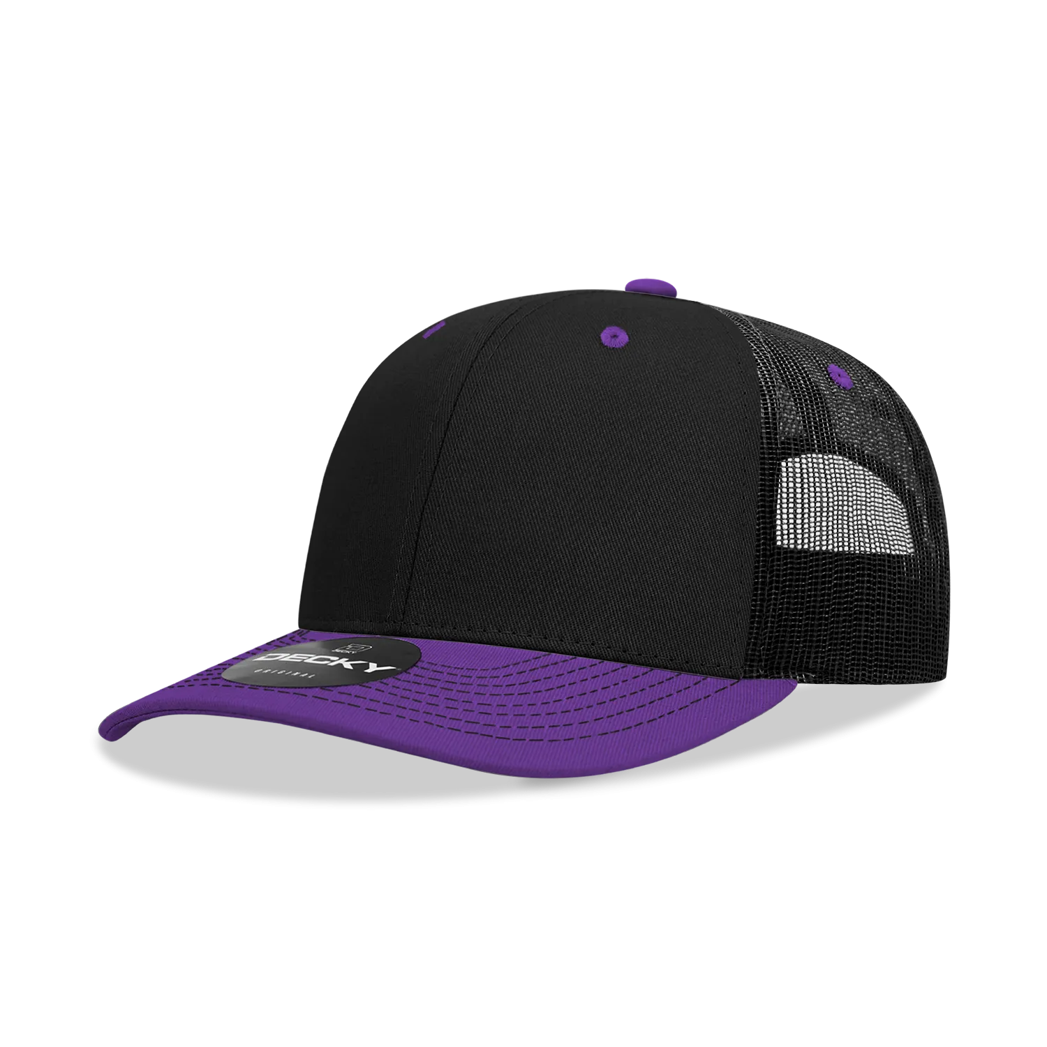Decky 6031 - 6 Panel Mid Profile Structured Contra-Stitch Trucker Hat - CASE Pricing
