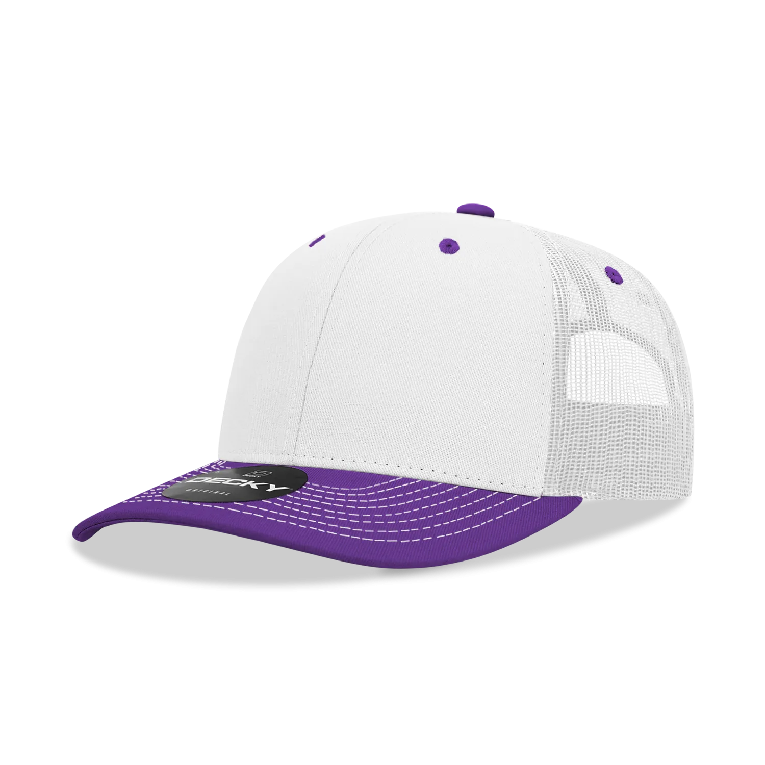 Decky 6031 - 6 Panel Mid Profile Structured Contra-Stitch Trucker Hat - CASE Pricing