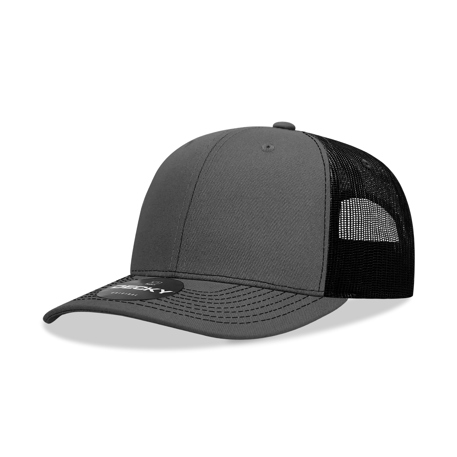 Decky 6031 - 6 Panel Mid Profile Structured Contra-Stitch Trucker Hat - CASE Pricing