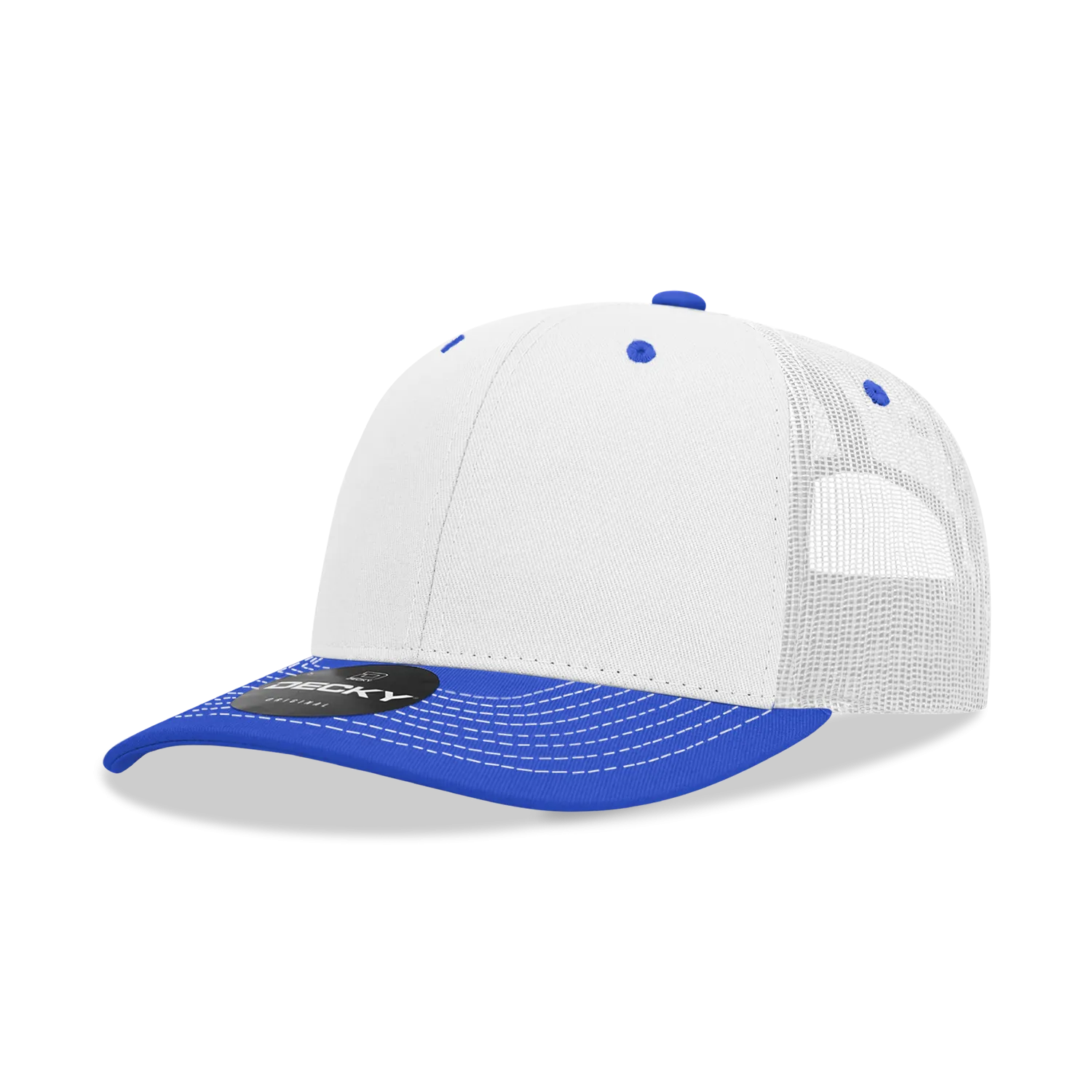 Decky 6031 - 6 Panel Mid Profile Structured Contra-Stitch Trucker Hat - CASE Pricing