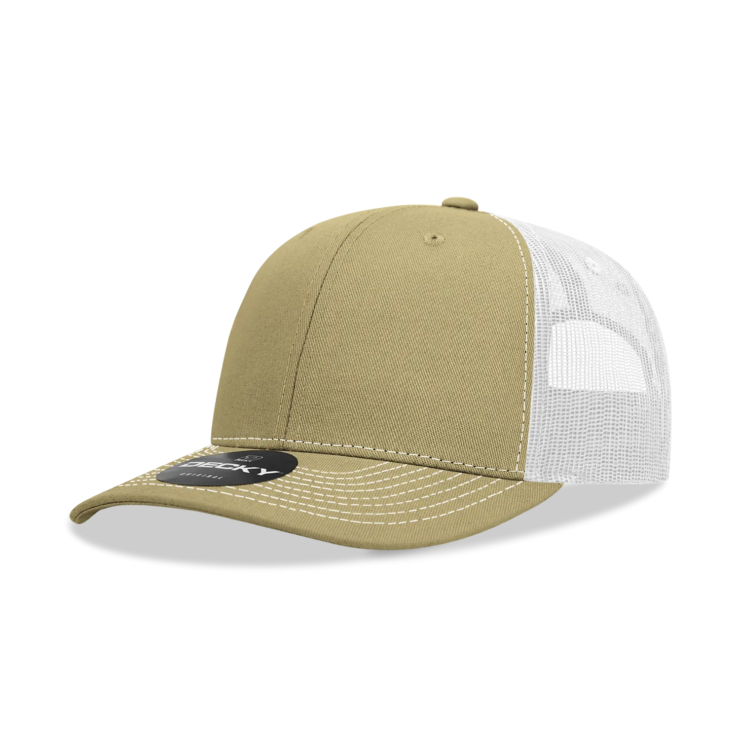 Decky 6031 - 6 Panel Mid Profile Structured Contra-Stitch Trucker Hat - CASE Pricing