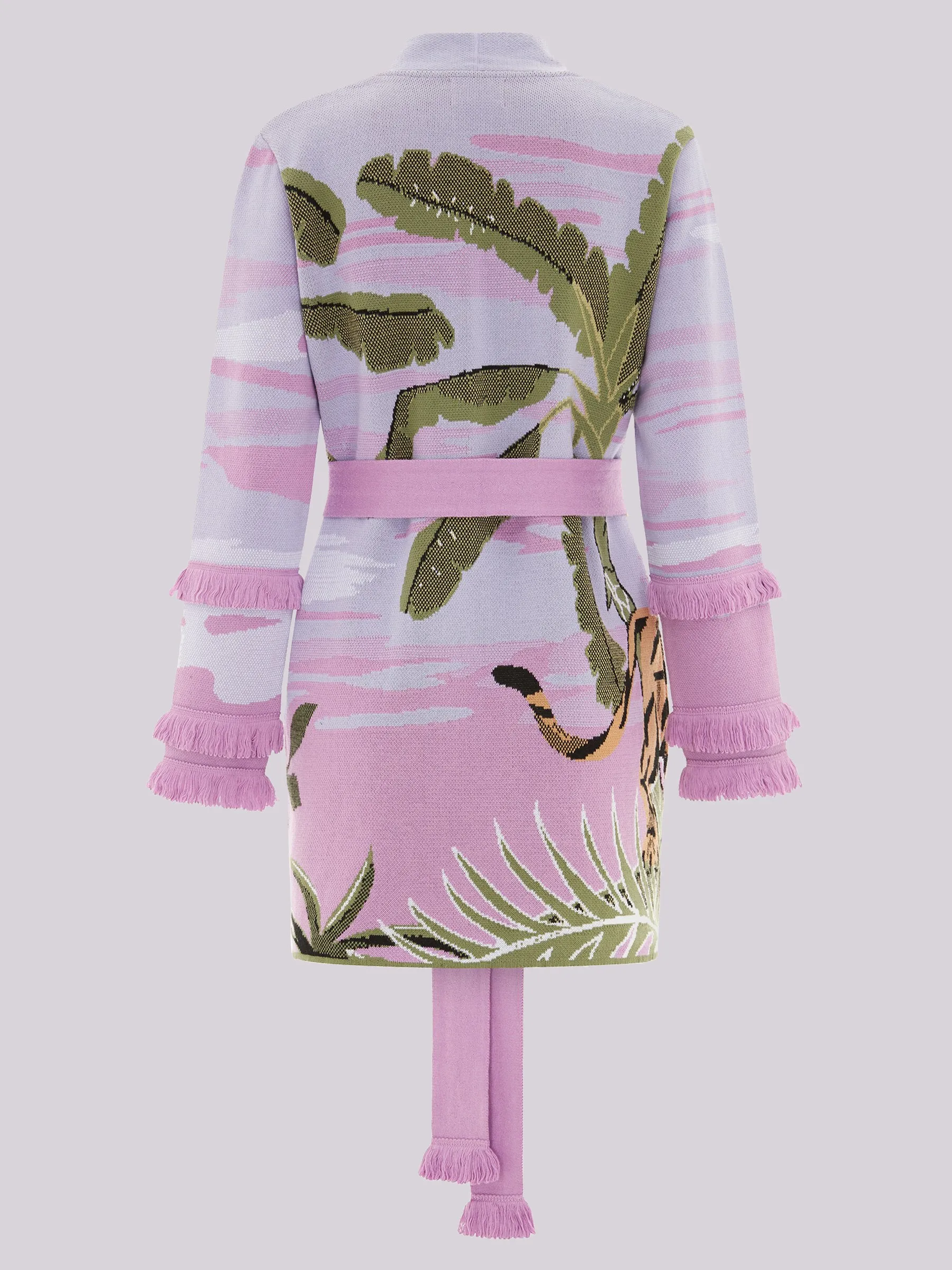 Drinking Tiger Cotton Jacquard Cardigan Lilac