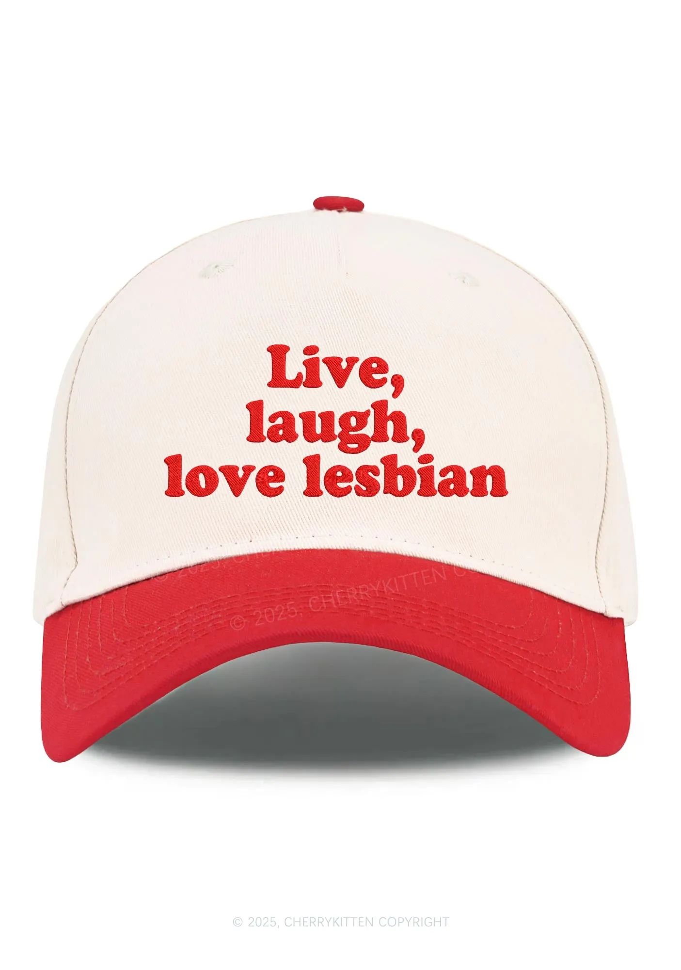 Embroidered Live Laugh Love Lesbian Pride Y2K Color Block Baseball Cap Cherrykitten