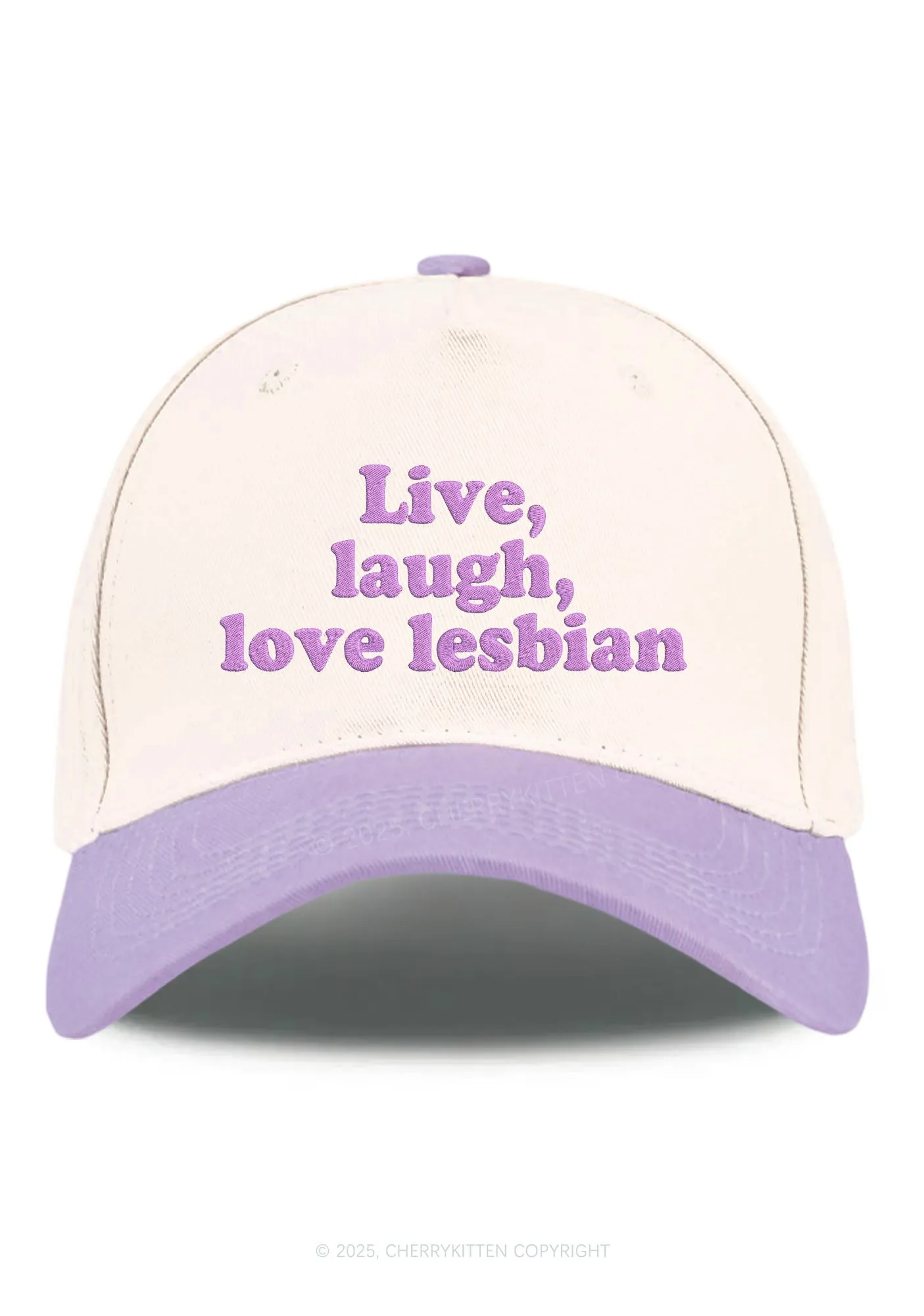 Embroidered Live Laugh Love Lesbian Pride Y2K Color Block Baseball Cap Cherrykitten