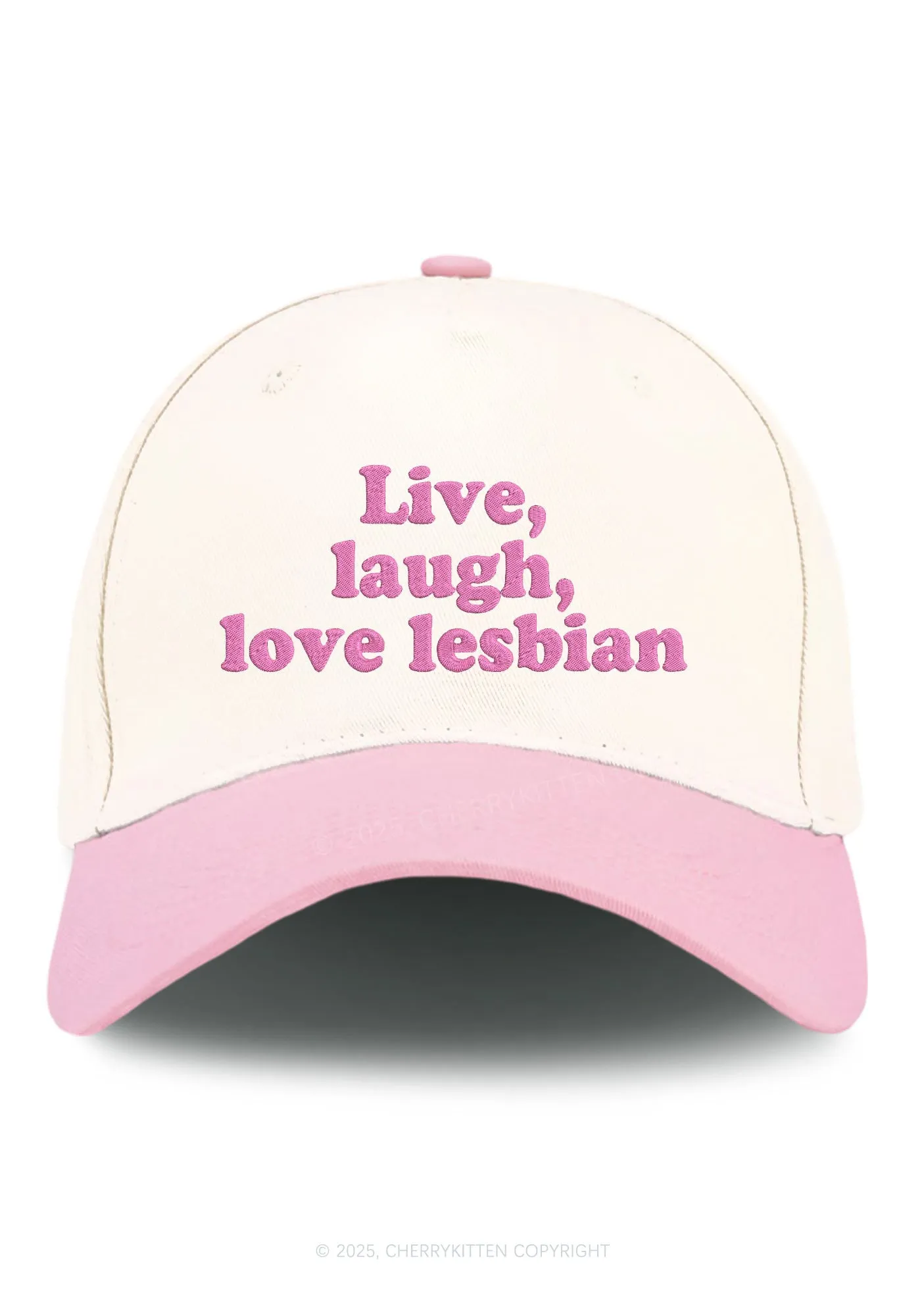 Embroidered Live Laugh Love Lesbian Pride Y2K Color Block Baseball Cap Cherrykitten