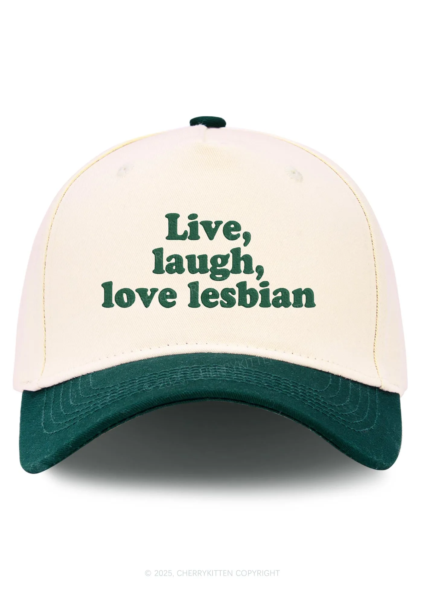Embroidered Live Laugh Love Lesbian Pride Y2K Color Block Baseball Cap Cherrykitten