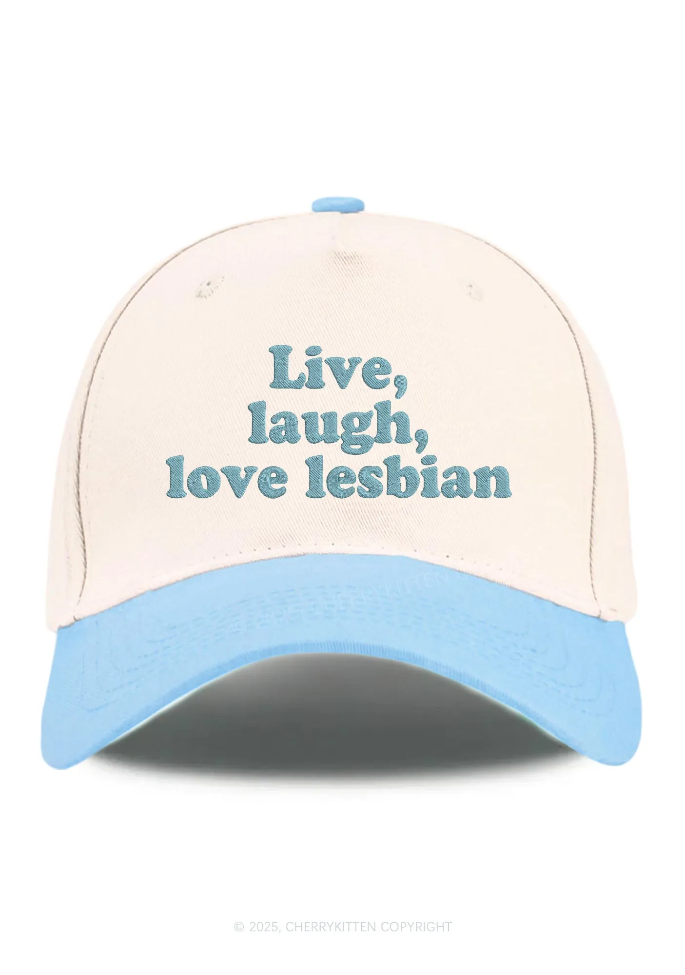 Embroidered Live Laugh Love Lesbian Pride Y2K Color Block Baseball Cap Cherrykitten