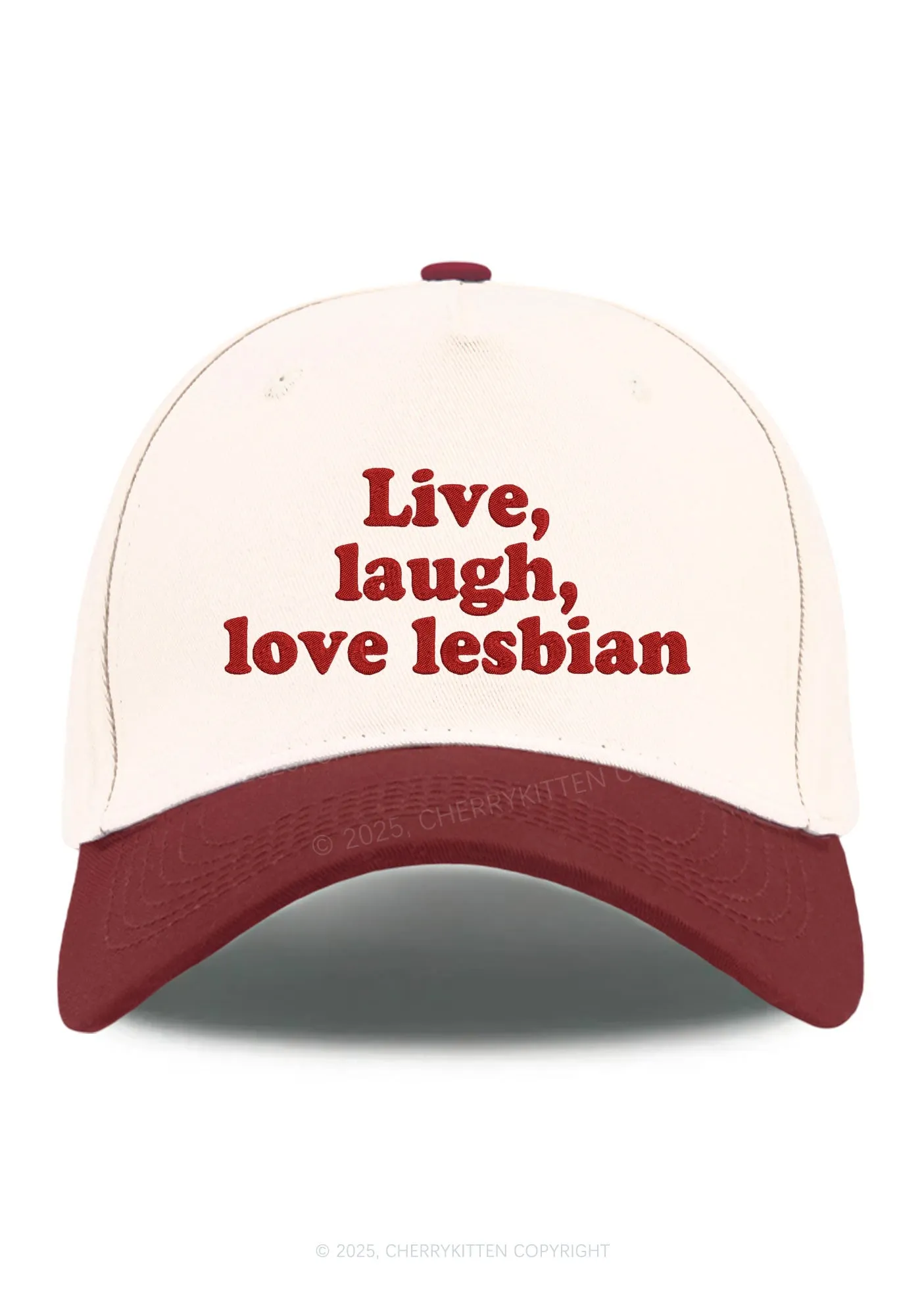 Embroidered Live Laugh Love Lesbian Pride Y2K Color Block Baseball Cap Cherrykitten