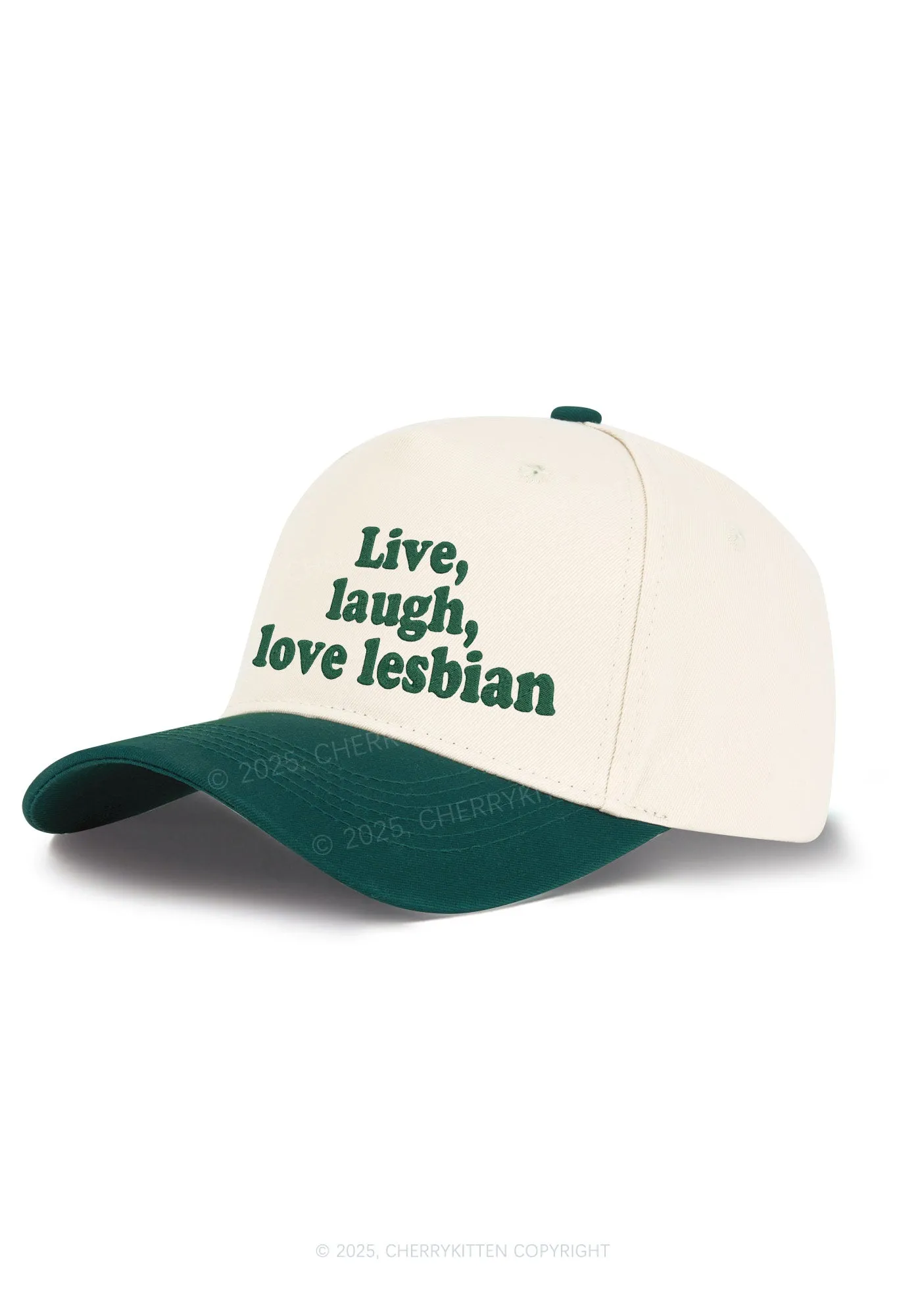 Embroidered Live Laugh Love Lesbian Pride Y2K Color Block Baseball Cap Cherrykitten