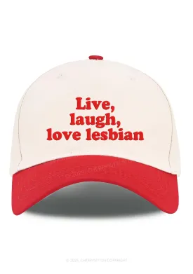 Embroidered Live Laugh Love Lesbian Pride Y2K Color Block Baseball Cap Cherrykitten