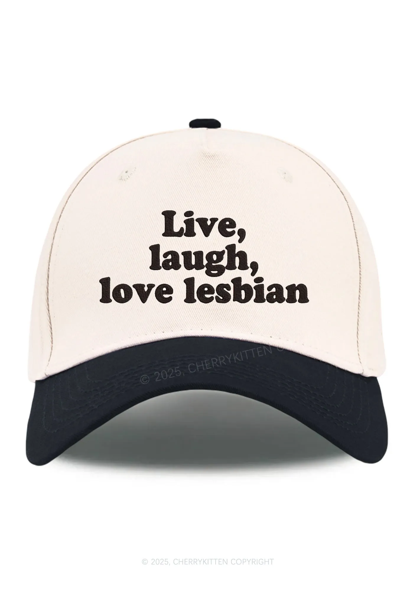Embroidered Live Laugh Love Lesbian Pride Y2K Color Block Baseball Cap Cherrykitten
