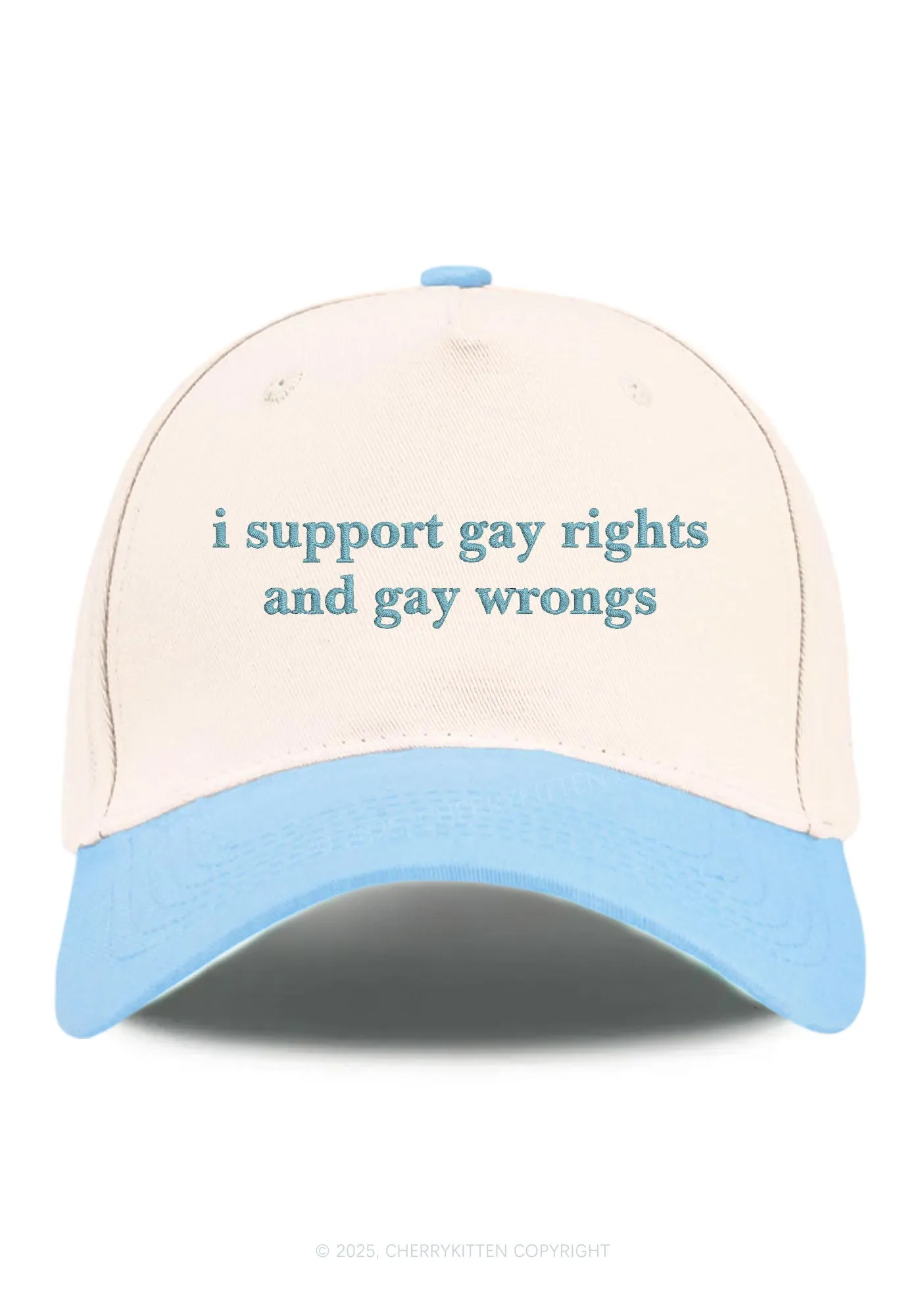 Embroidered Support Gay Rights Pride Y2K Color Block Baseball Cap Cherrykitten