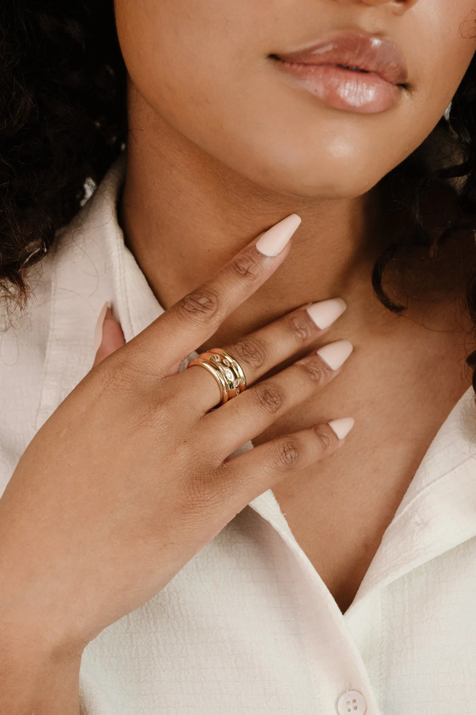 Explore More Collection - Bezel Crystal Thick Ring