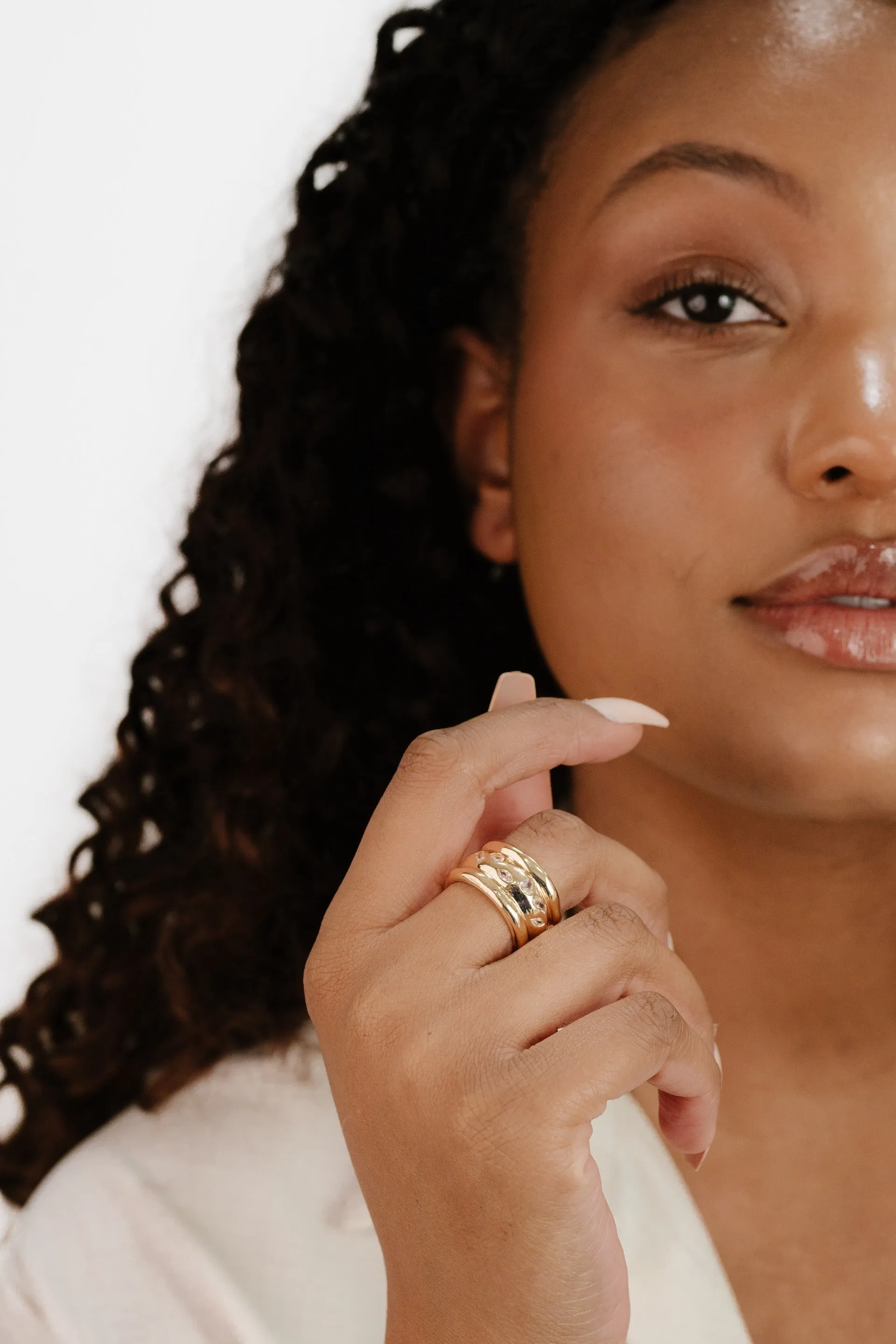 Explore More Collection - Bezel Crystal Thick Ring