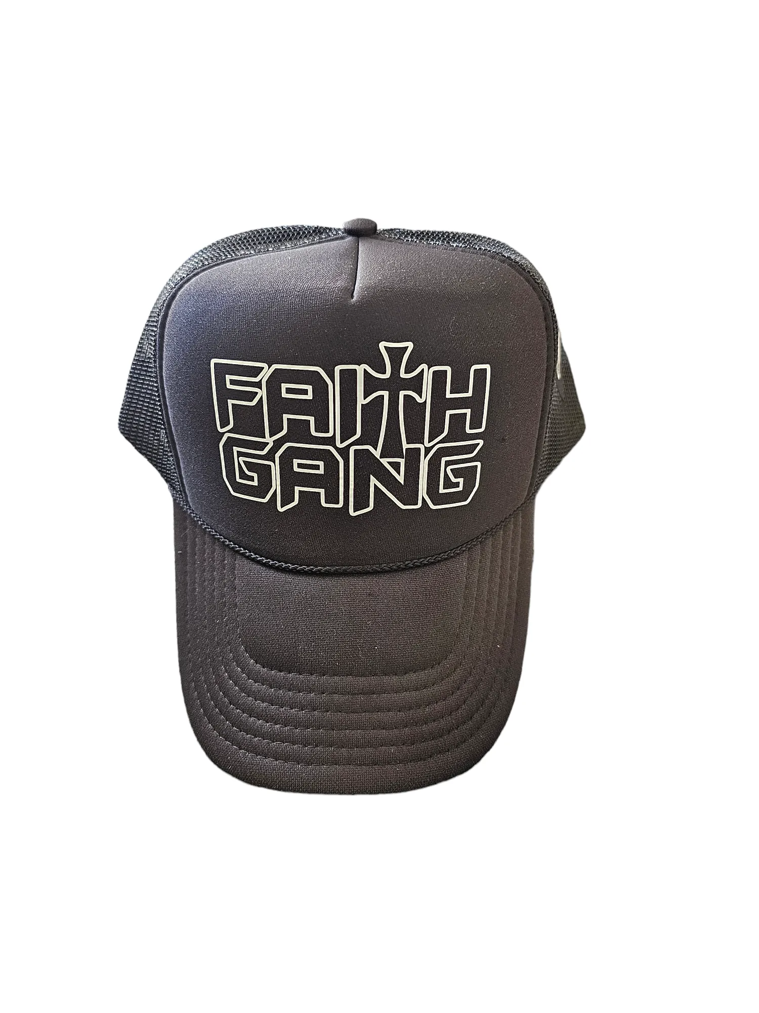 Faith Gang Outline Black Trucker Cap